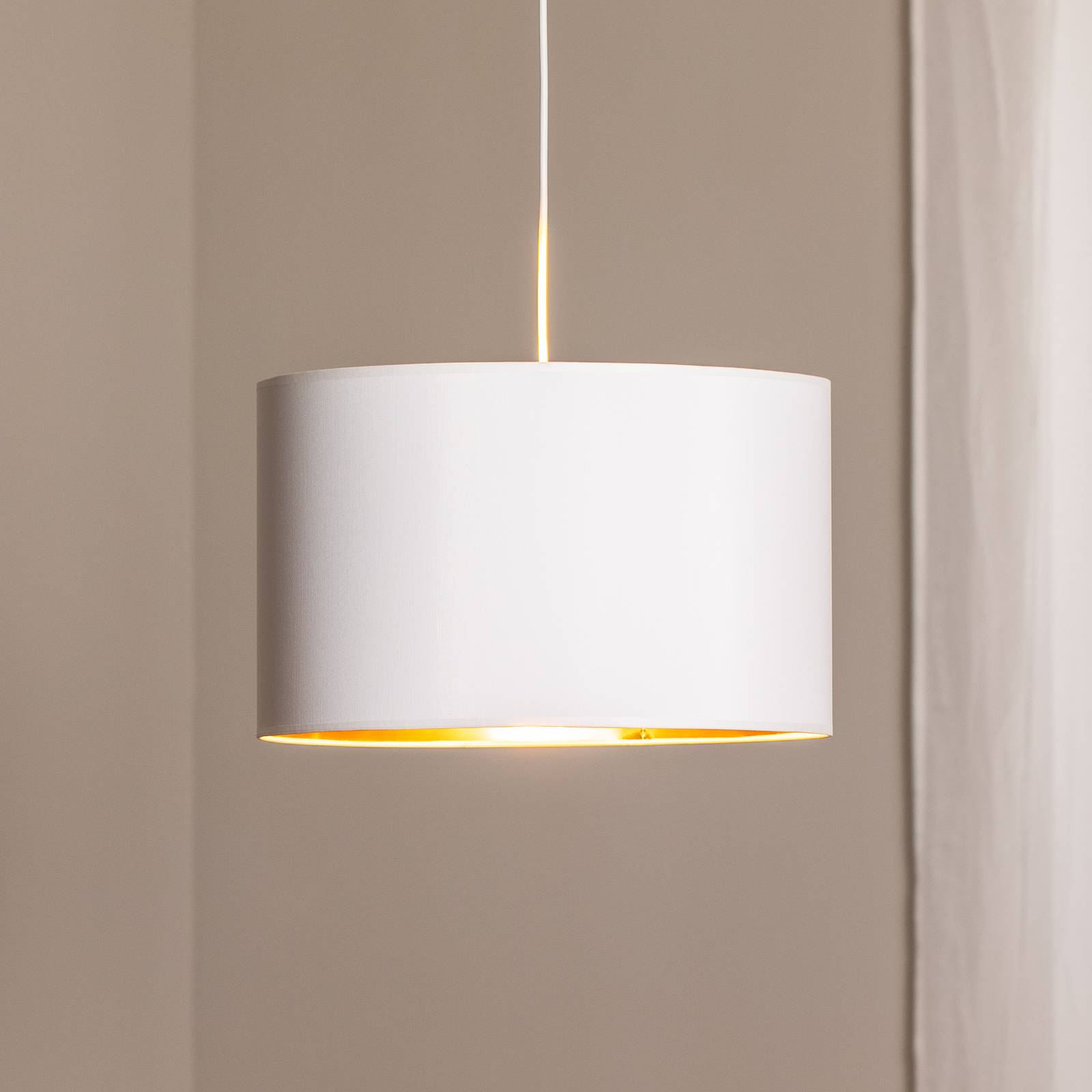 Hängelampe Soho zylindrisch 1fl. Ø 40cm weiß/gold günstig online kaufen