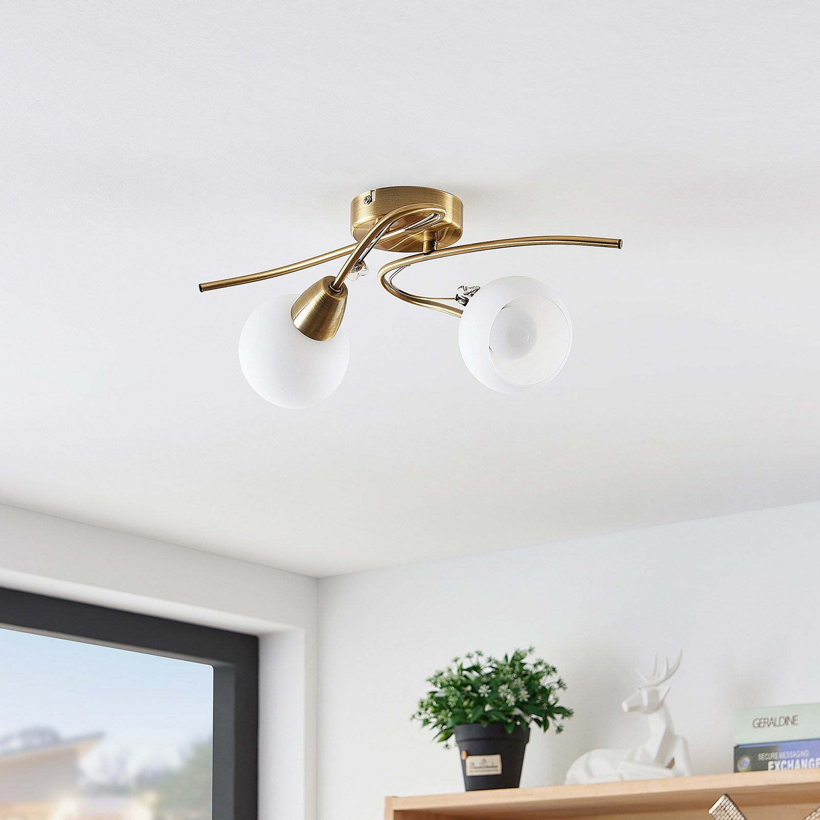 Floresca Deckenleuchte, 2-flammig, messing