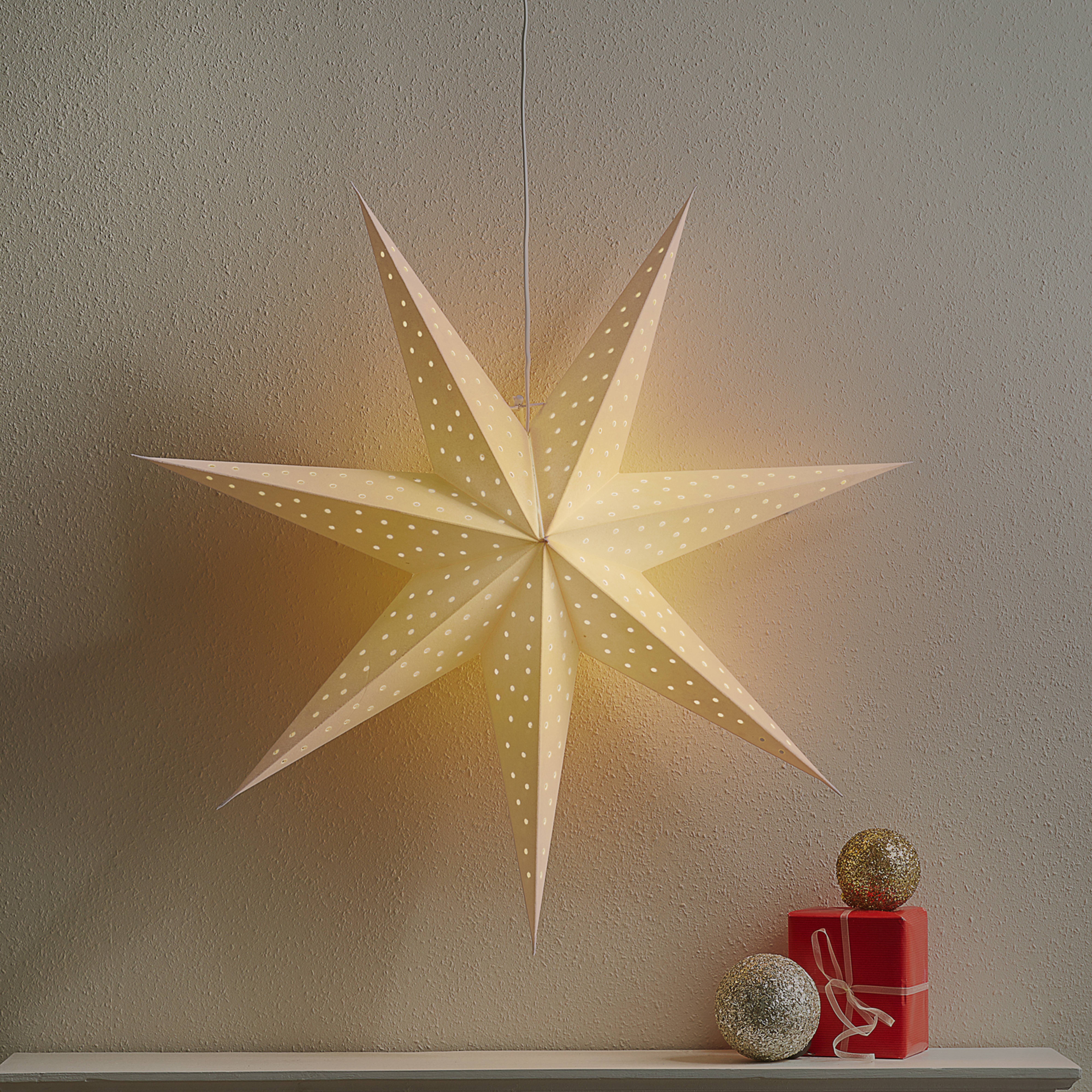 Stern Clara zum Hängen, Samtoptik Ø 75 cm, weiß