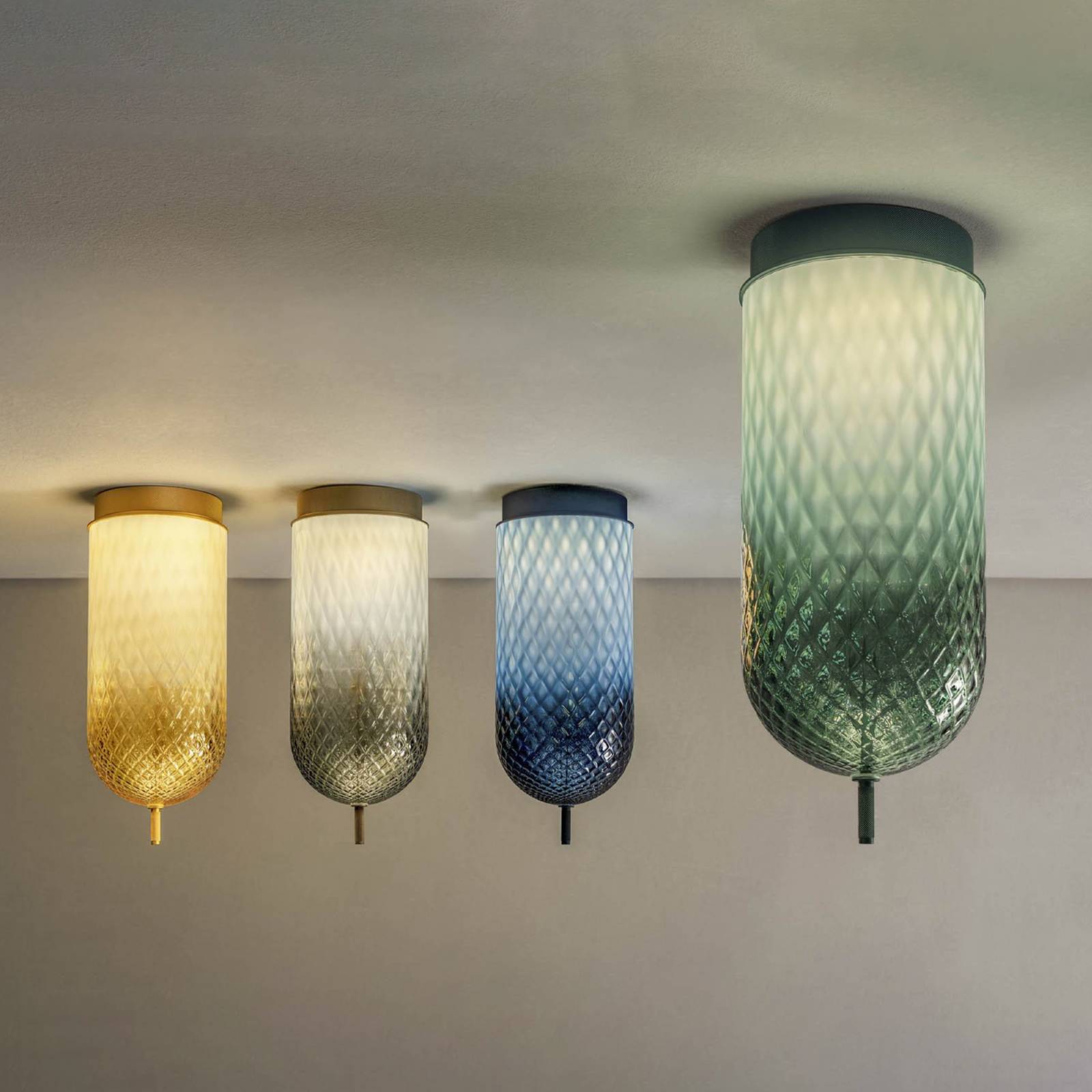OLEV Lampa sufitowa LED Curuba, bursztynowa, szkło, wysokość 40 cm 2700 K