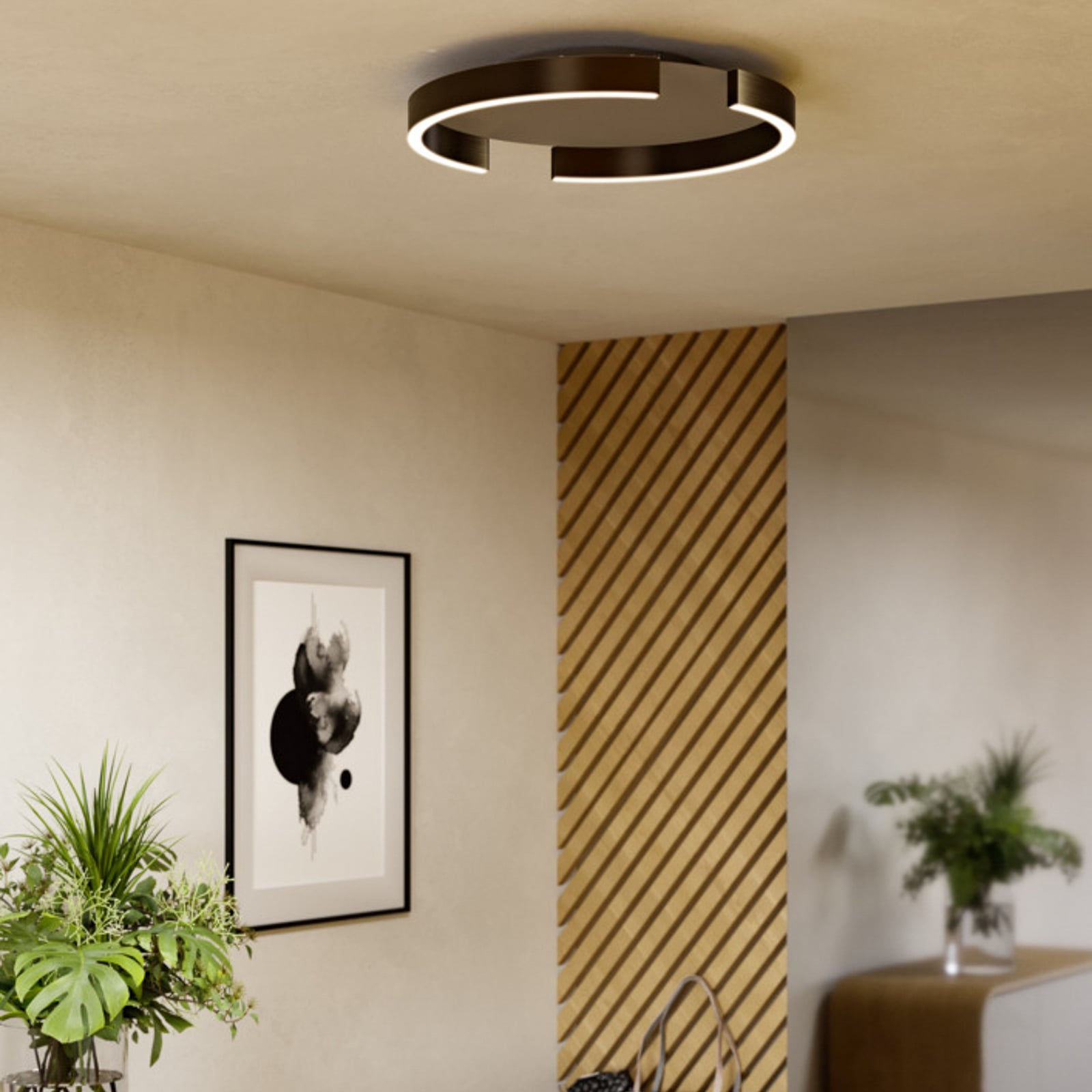 Plafonnier LED COPERTINO, bronze, Ø 45 cm, métal, CCT