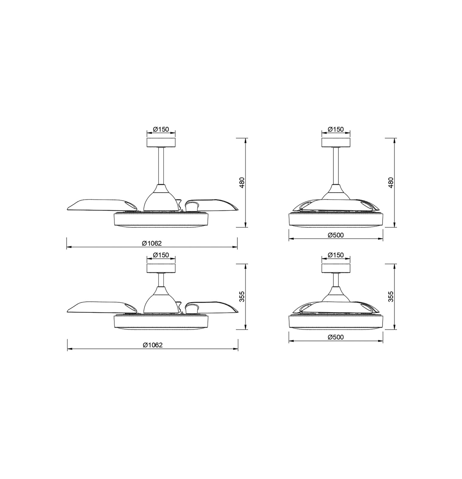 Coin LED-Deckenventilator, weiß, DC leise, CCT - Mantra