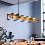 Lampada a sospensione Nohales, 112 cm, nero/ottone, a 4 luci.