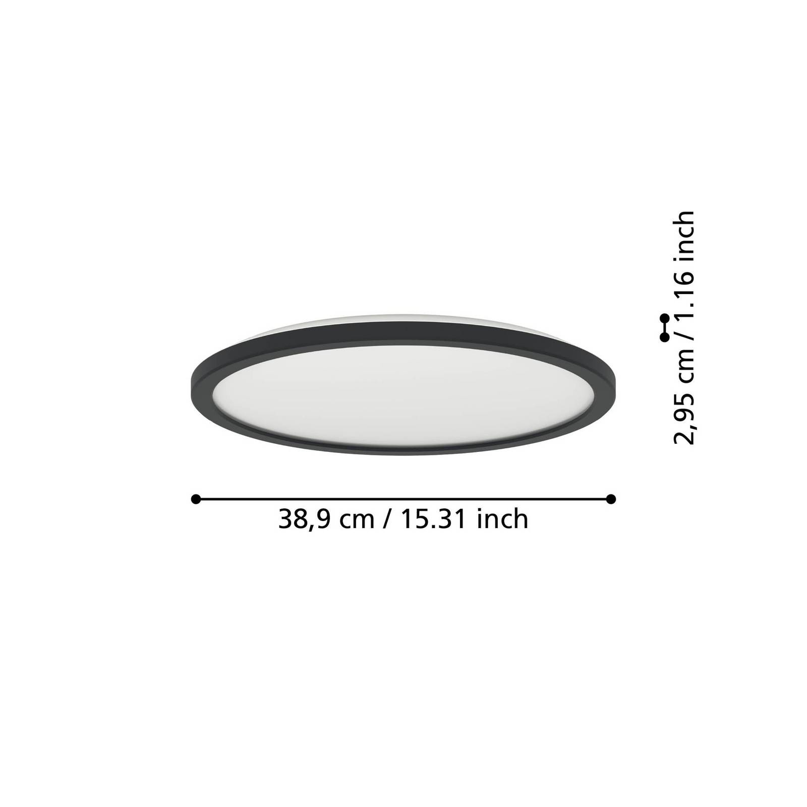 EGLO connect lampa sufitowa LED Rovito-Z, czarna, Ø 39 cm