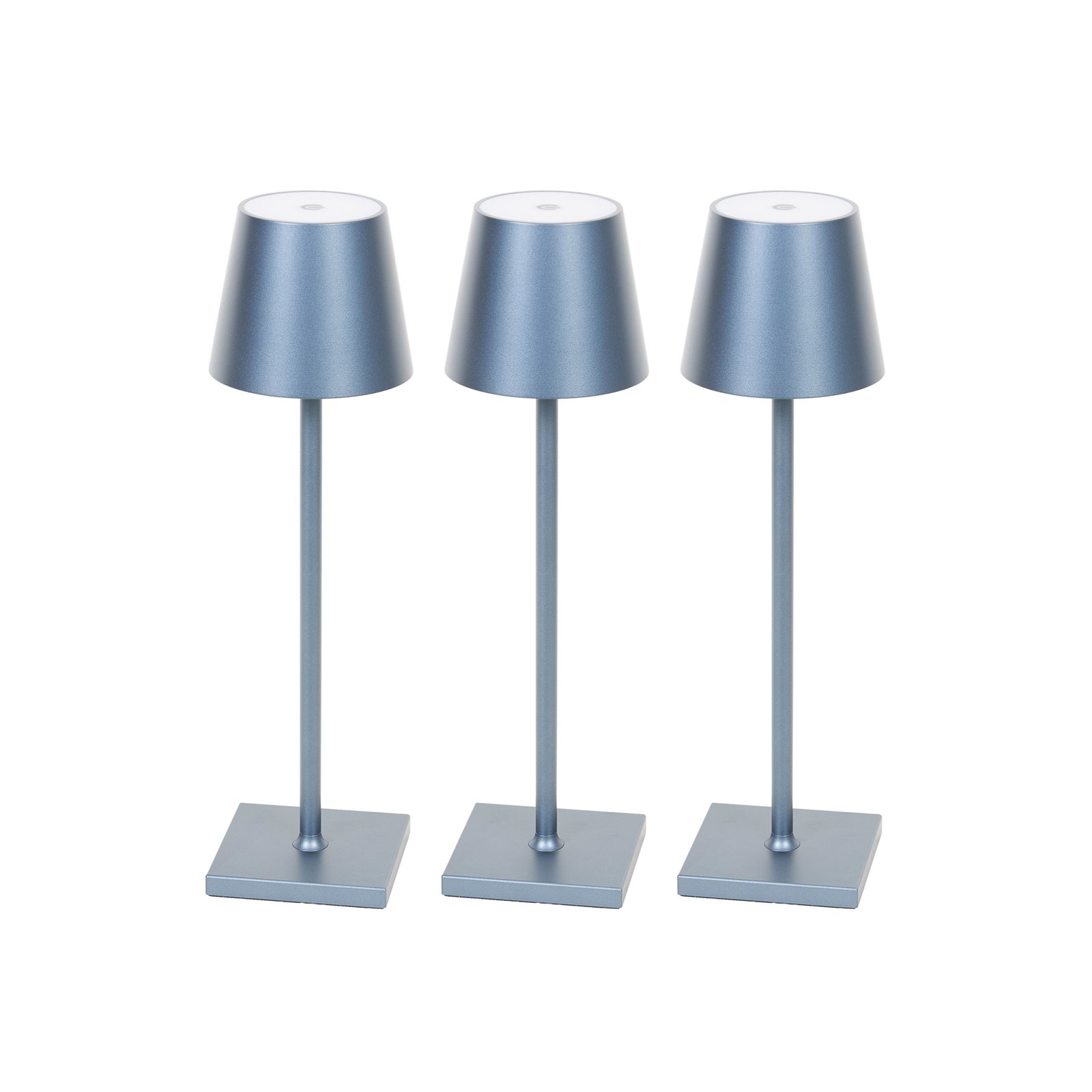 Lindby Janea LED-batteribordslampa, gråblå 3-pack