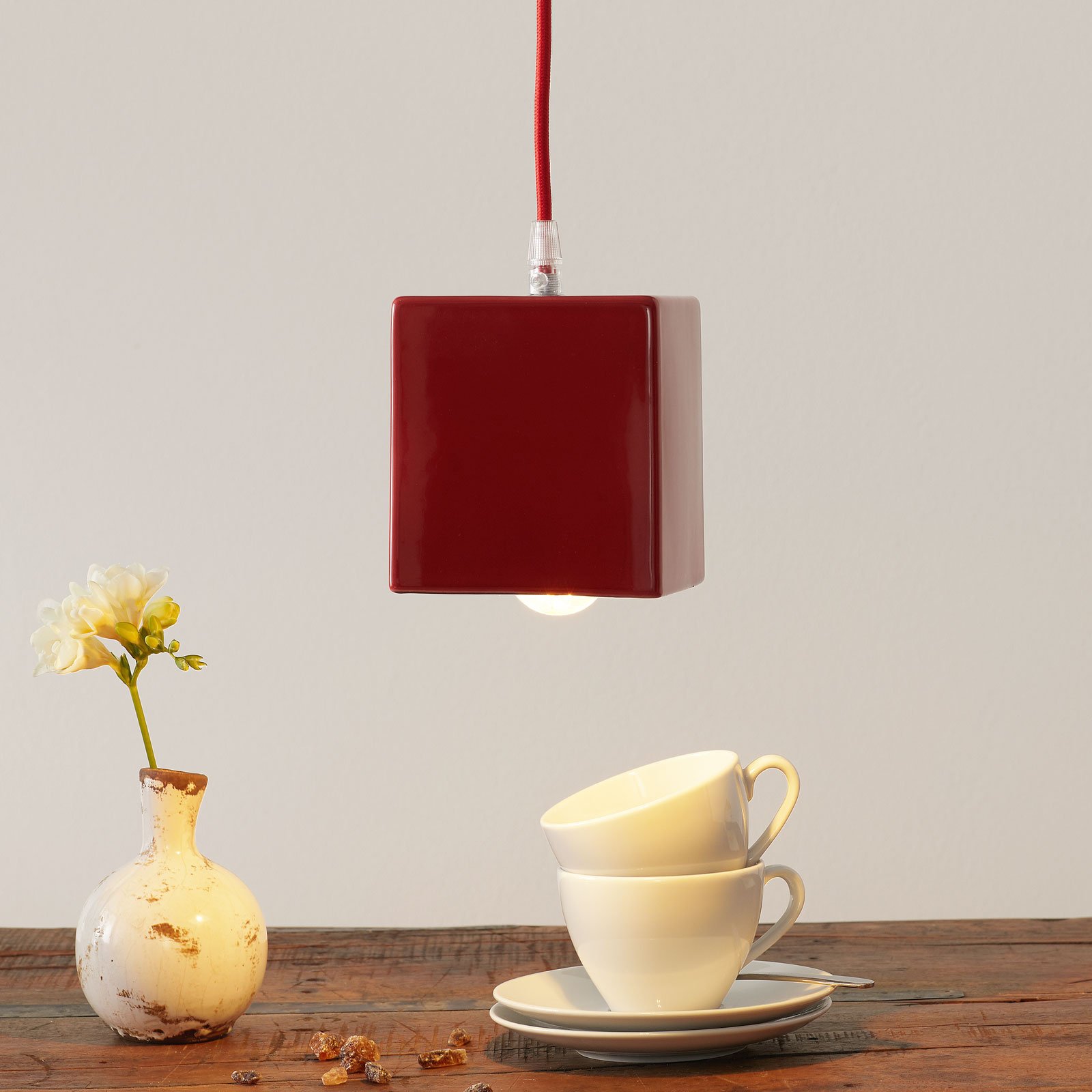 Eurokeramic S1862 ceramic hanging light, red/blue, for Living / Dining Room, ceramic, E27, 60 W, energy efficiency: A++, L: 11 cm, W: 11 cm, H: 16 cm