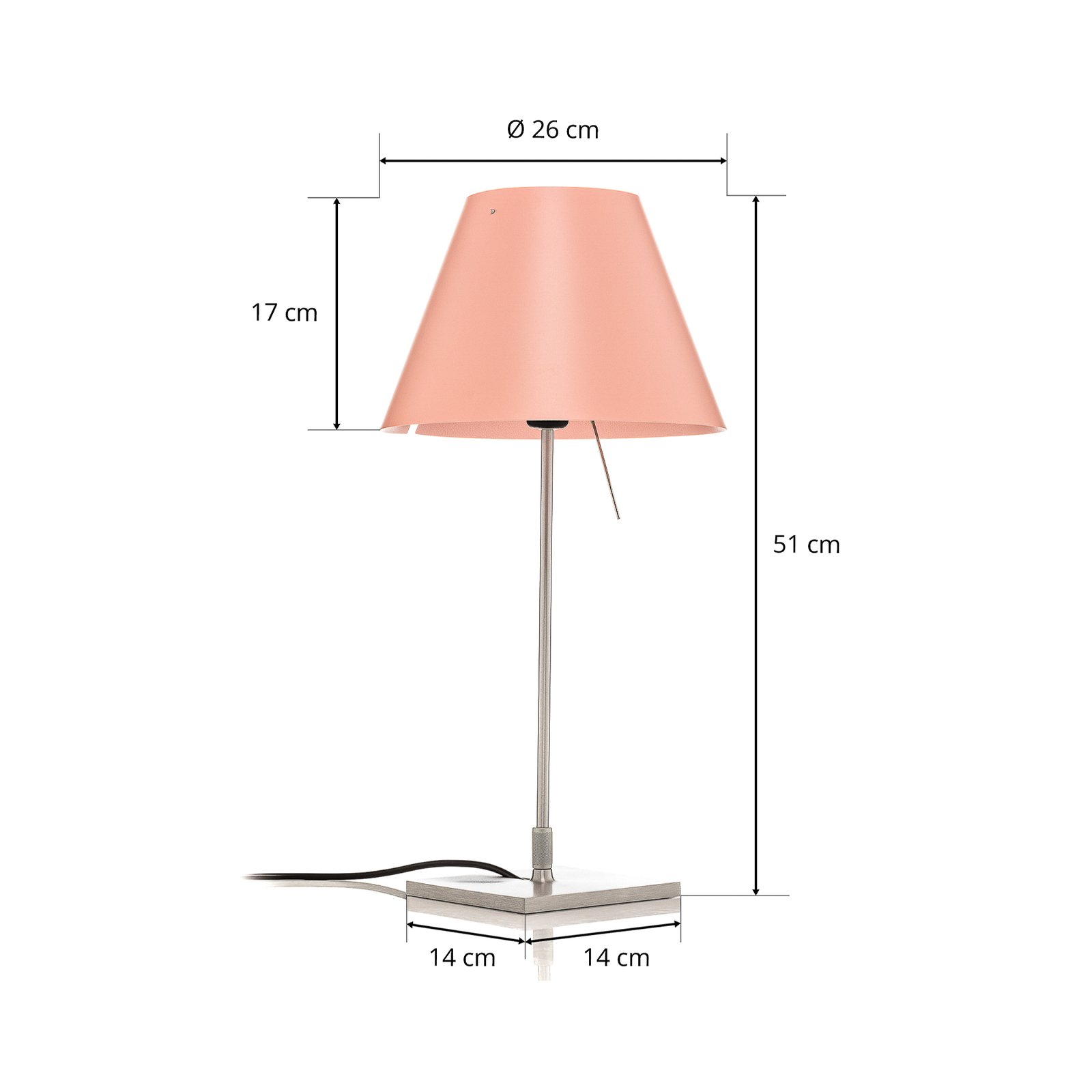 Luceplan Costanzina table lamp alu, pink