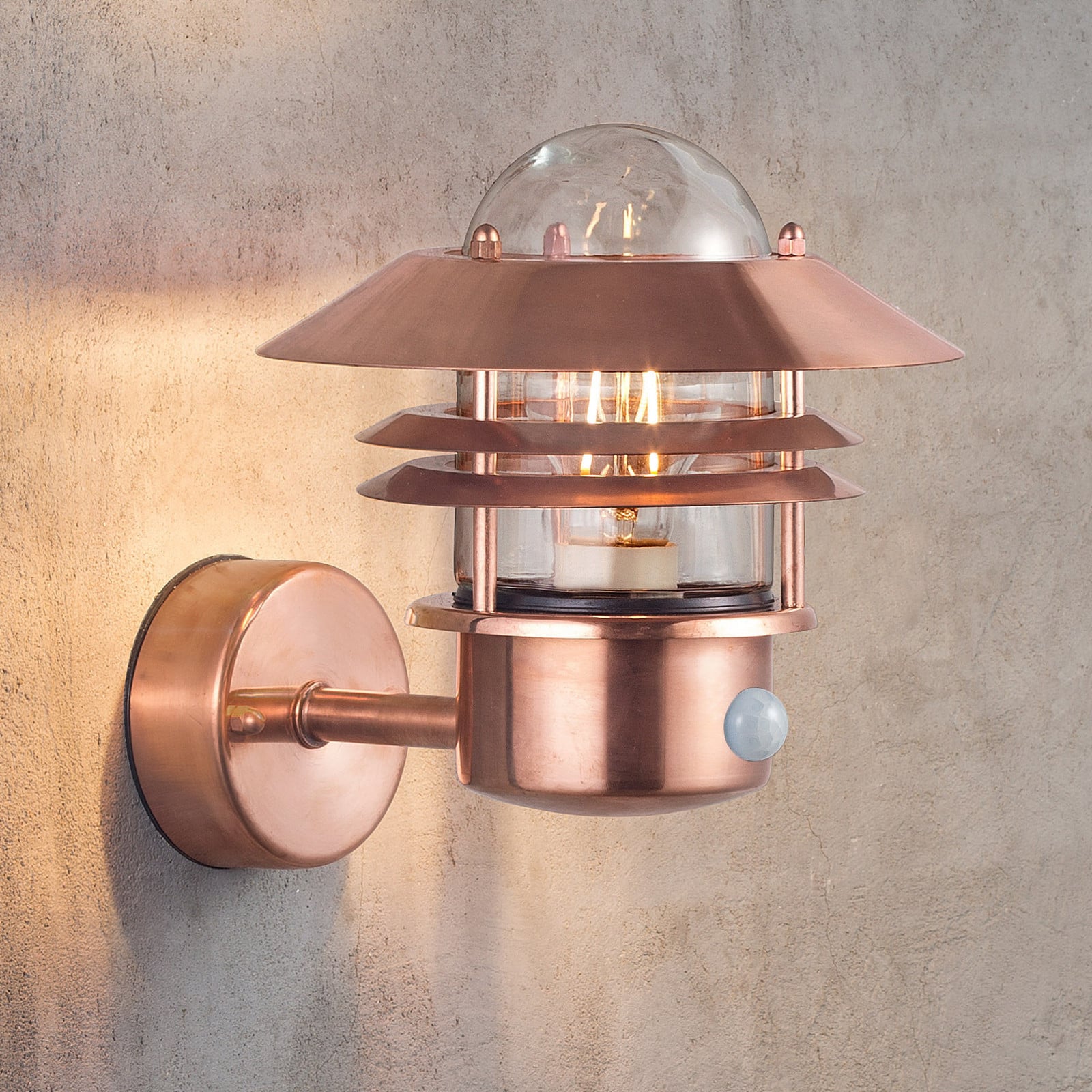 Blokhus Up V&auml;gglampa w/Sensor Copper Nordlux - Modern - Glas