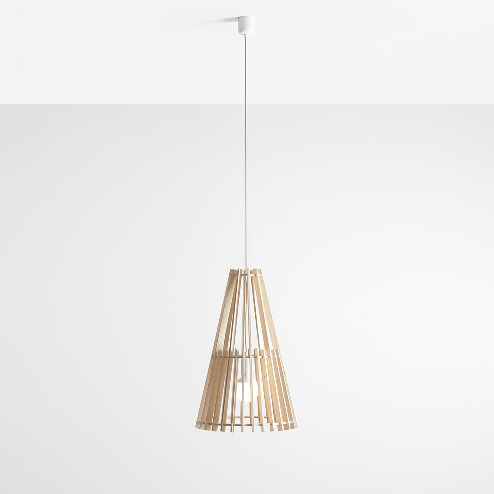 Envostar Lohr hanging light, wood, conical Ø 39 cm