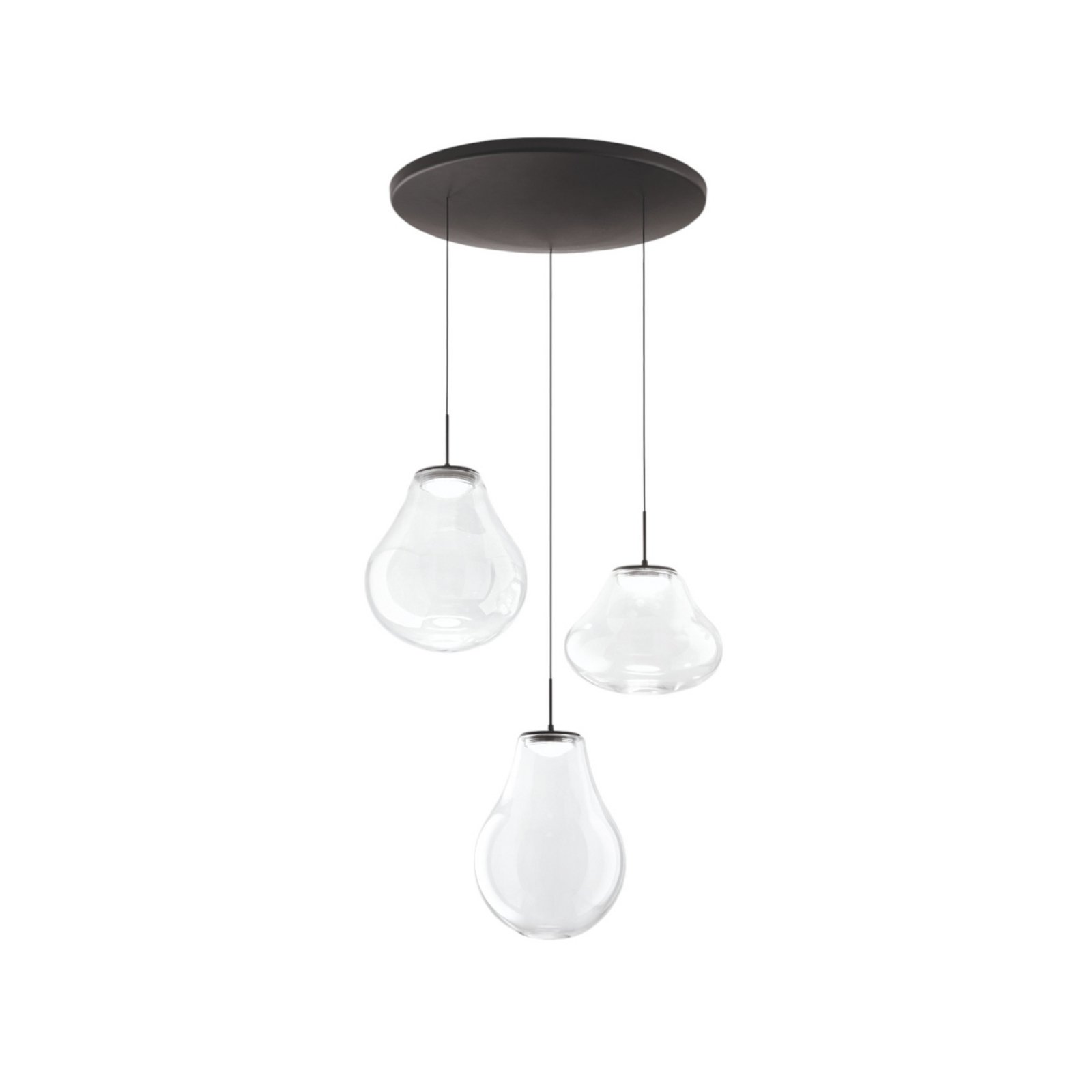 LED pendant light Deva, 3-bulb, Ø 50 cm, clear, CCT, dimmable