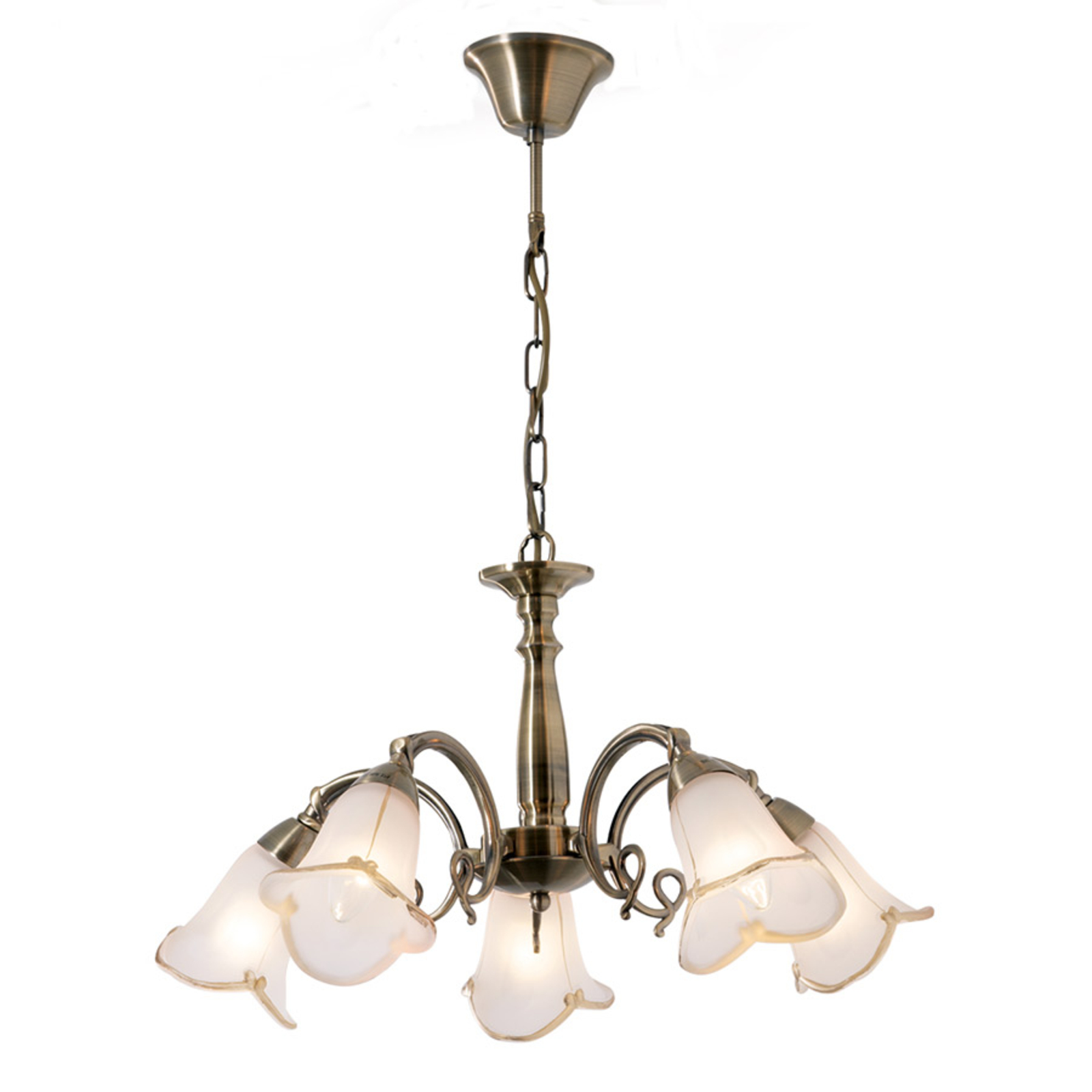 Hanglamp Calla, oudmessing, 5-lamps