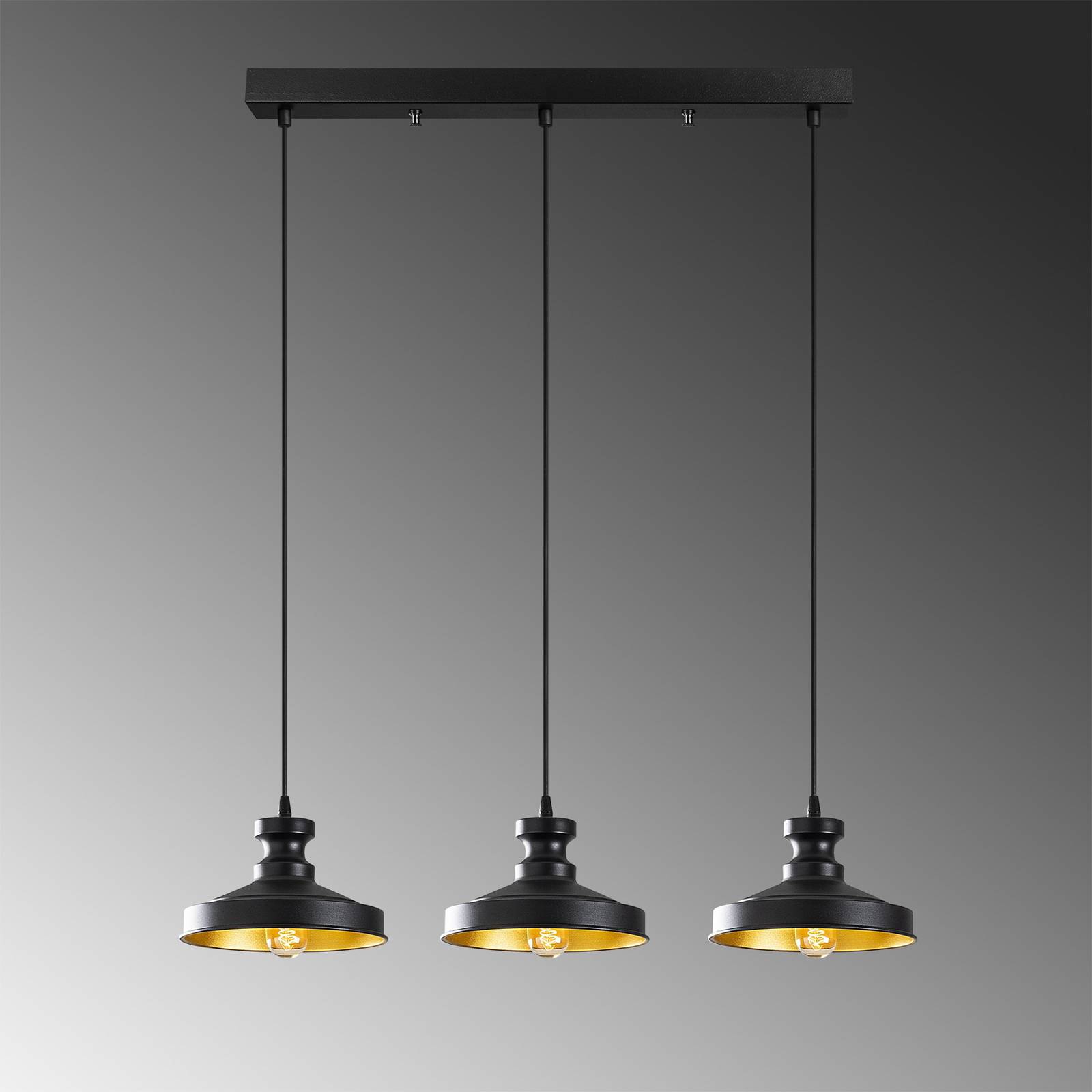 Lampa żyrandol Berceste 182-S1 3-punktowa czarny/złoty