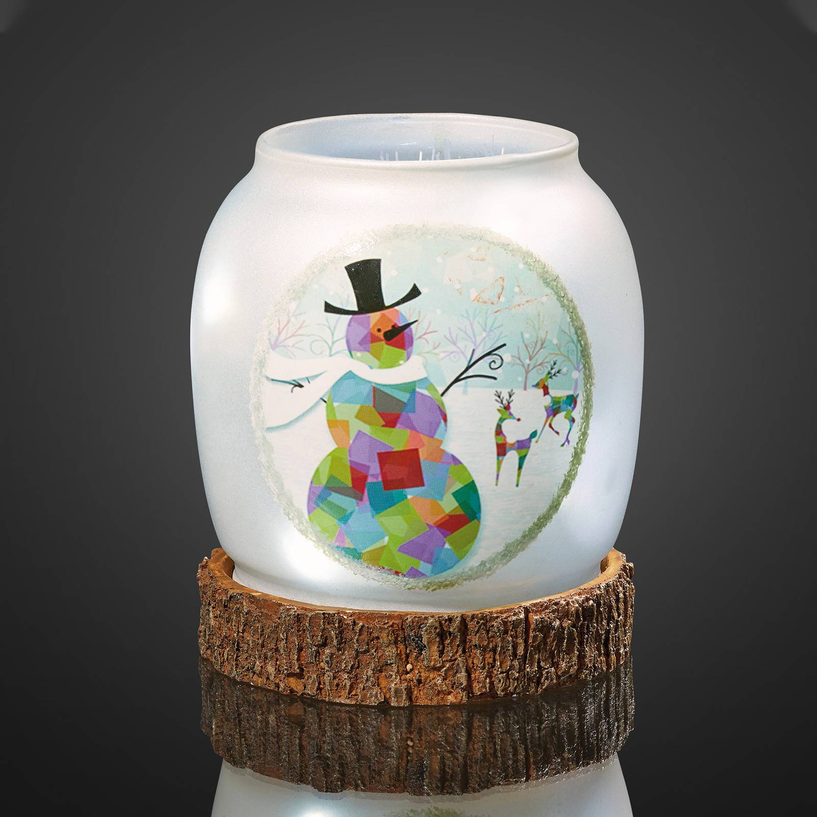 Image of Hellum Vase en verre LED Bonhomme de neige, à pile 4001233521337