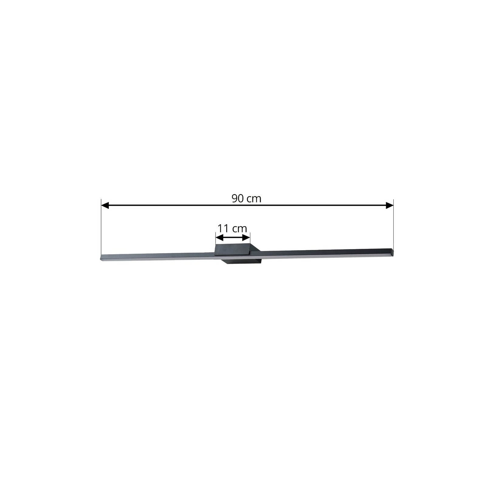 Lucande LED mirror lamp Kivana, black, metal, 90cm, IP44