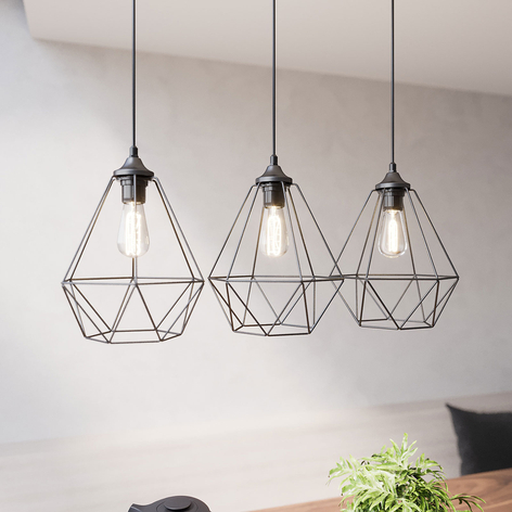 Suspension Karo à 3 lampes allongée noire