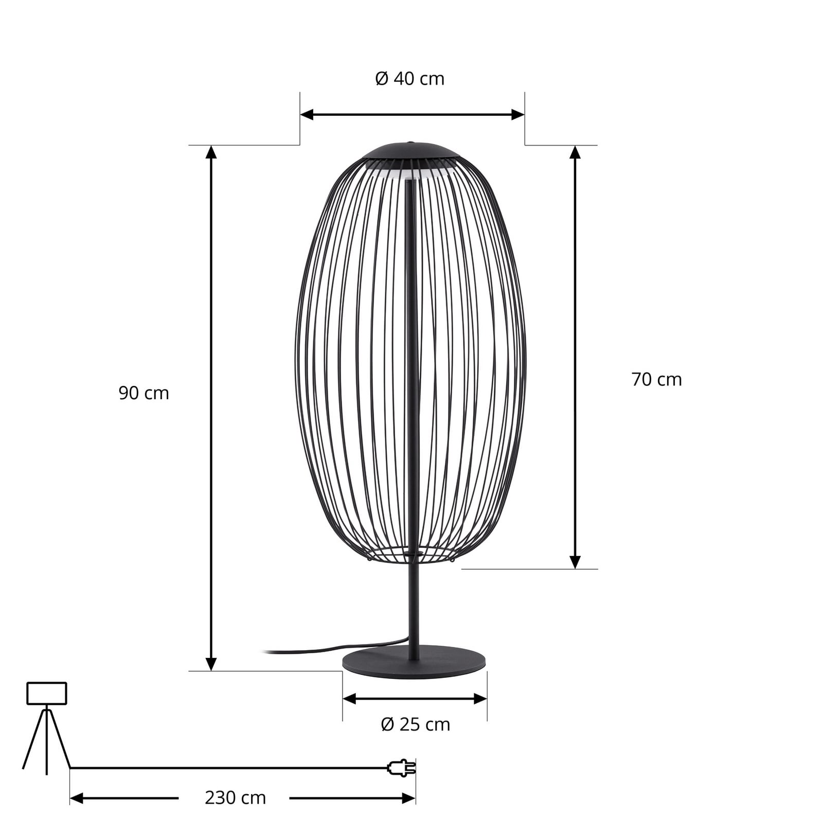 Richi vanjska podna LED lampa, visina 90 cm, crna, IP44, metal - Lucande