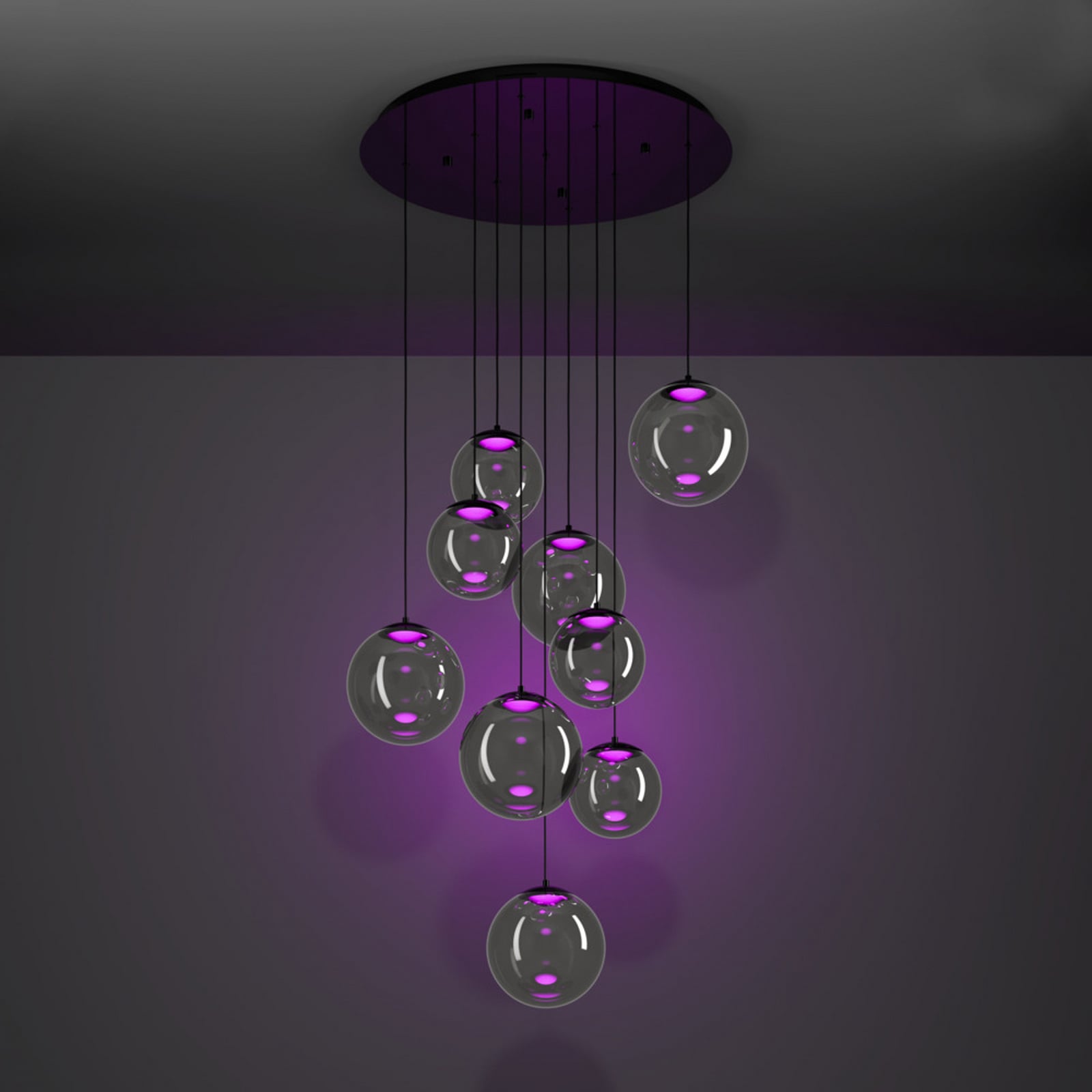 Stars of Light LED hanglamp ANORIAS zwart Ø 85 cm 9-lamps Stars of Light LED hanglamp ANORIAS zwart Ø 85 cm 9-lamps