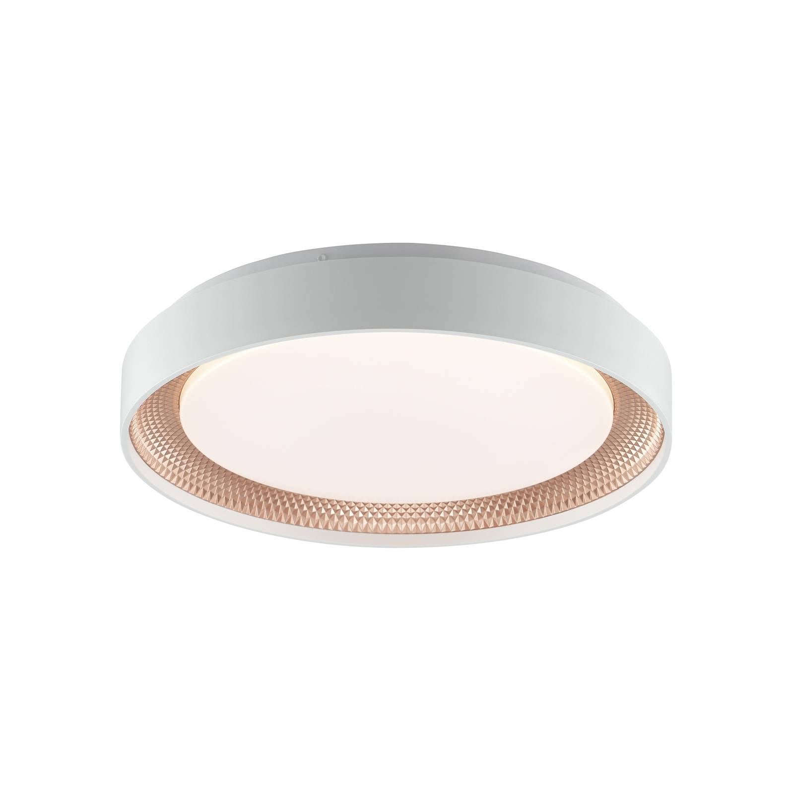 Lampa sufitowa LED Waldo, biała/różowe złoto, Ø 38,5 cm, CCT, ściemniana.