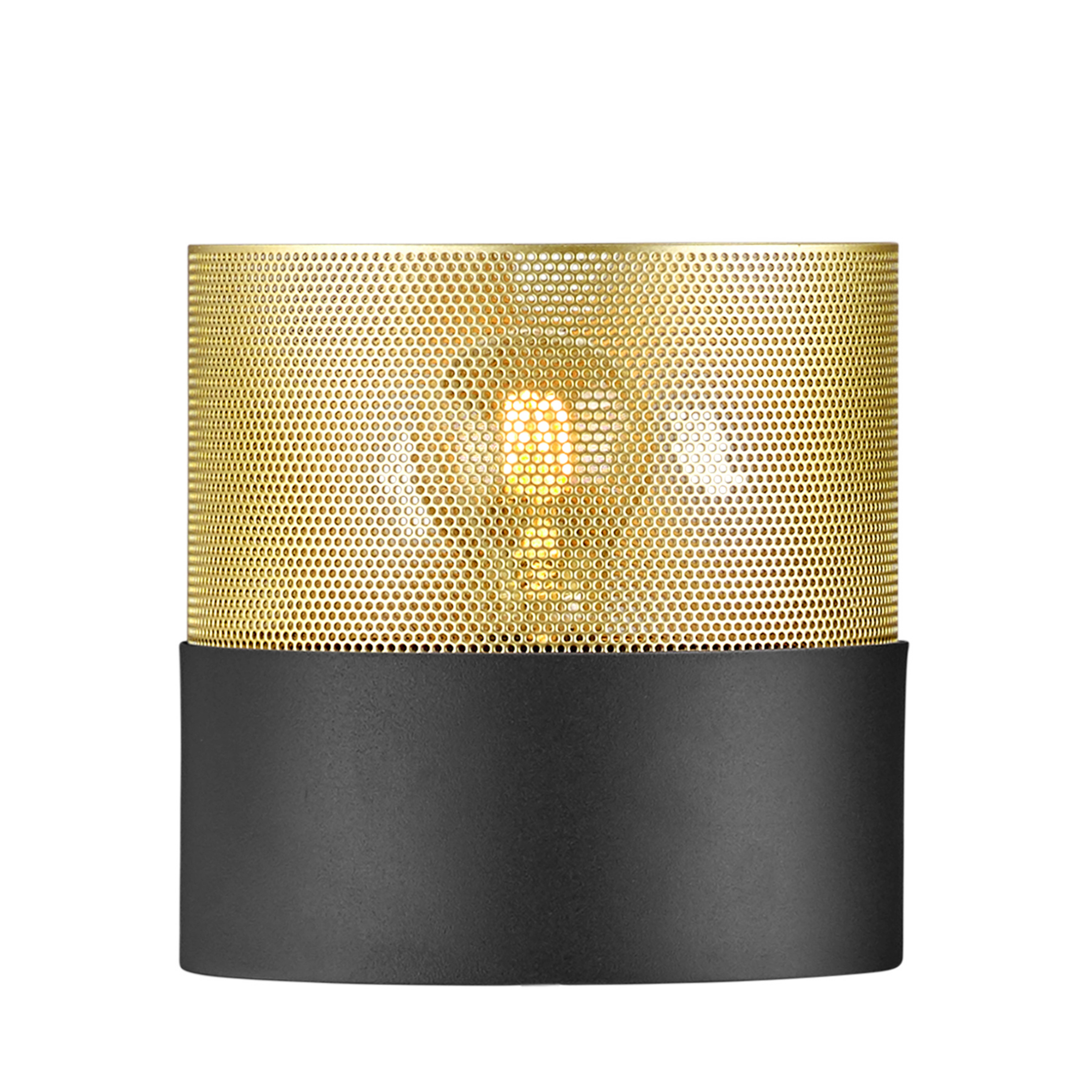 Lámpara de mesa Mesh E27, altura 18 cm, negro/oro