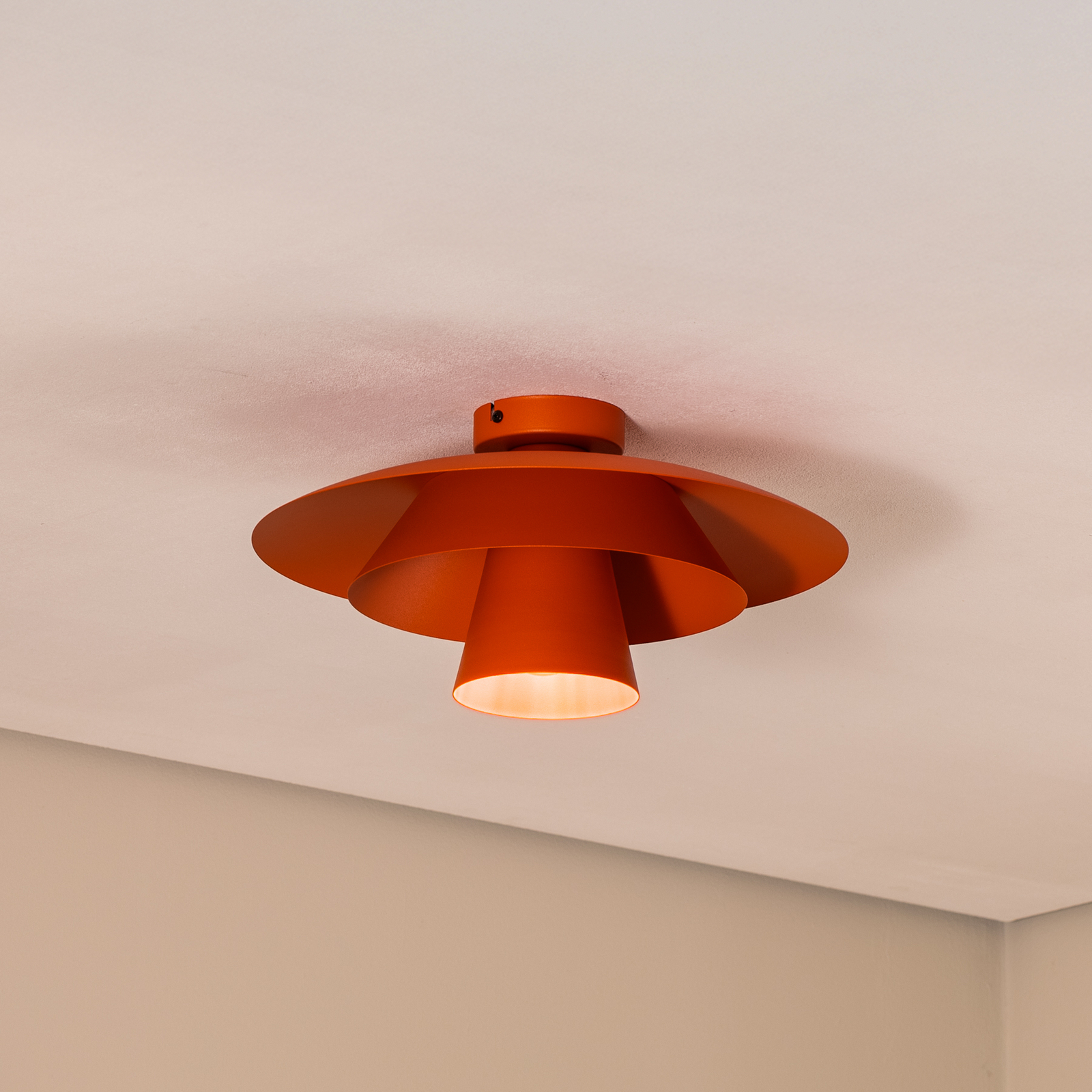 Plafón Plato, naranja, metal, Ø 38 cm, E27