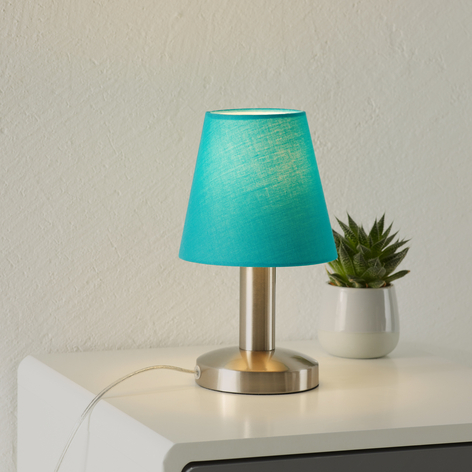 Lampada da tavolo turchese Merete, funzione touch