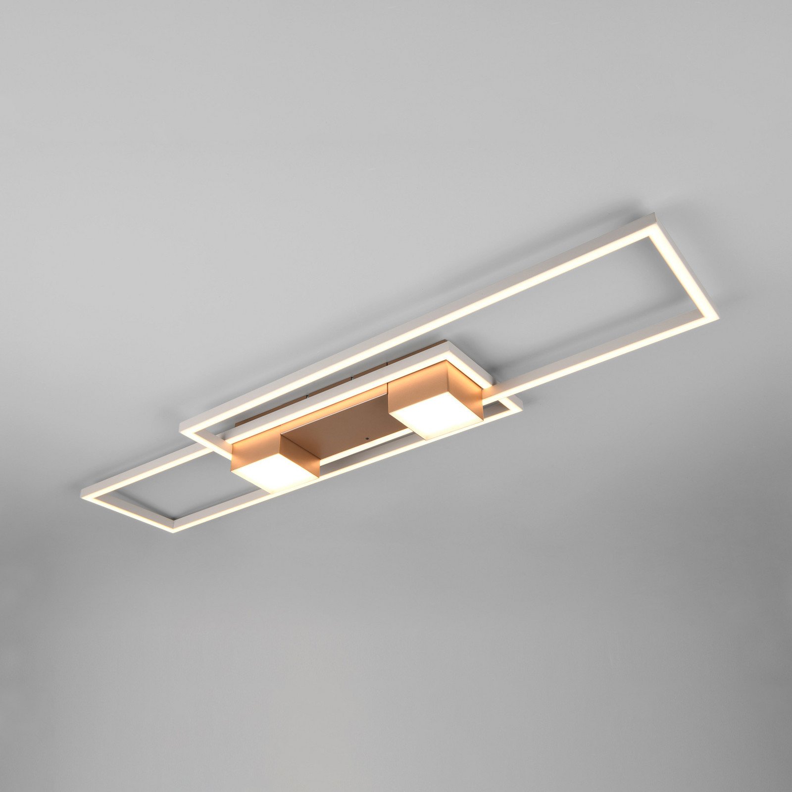 Trio Lighting Albany plafonieră LED maro 100 x 28 cm aluminiu CCT dimabil - Camera de zi / sufragerie - modern - maro cafea