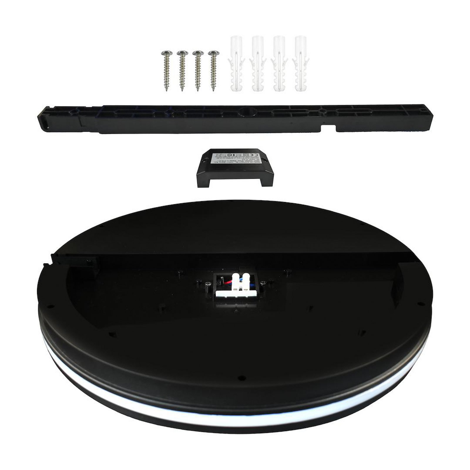 Marlon LED ceiling light, Ø 40 cm, black, plastic, IP54