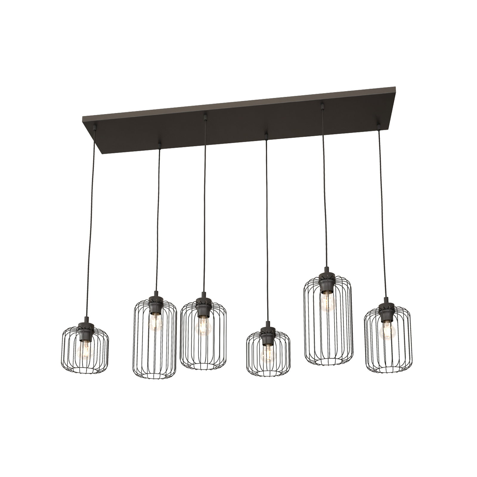 Lampa wisząca Vander, 6-punktowa, 115 cm, czarna, metal, E27