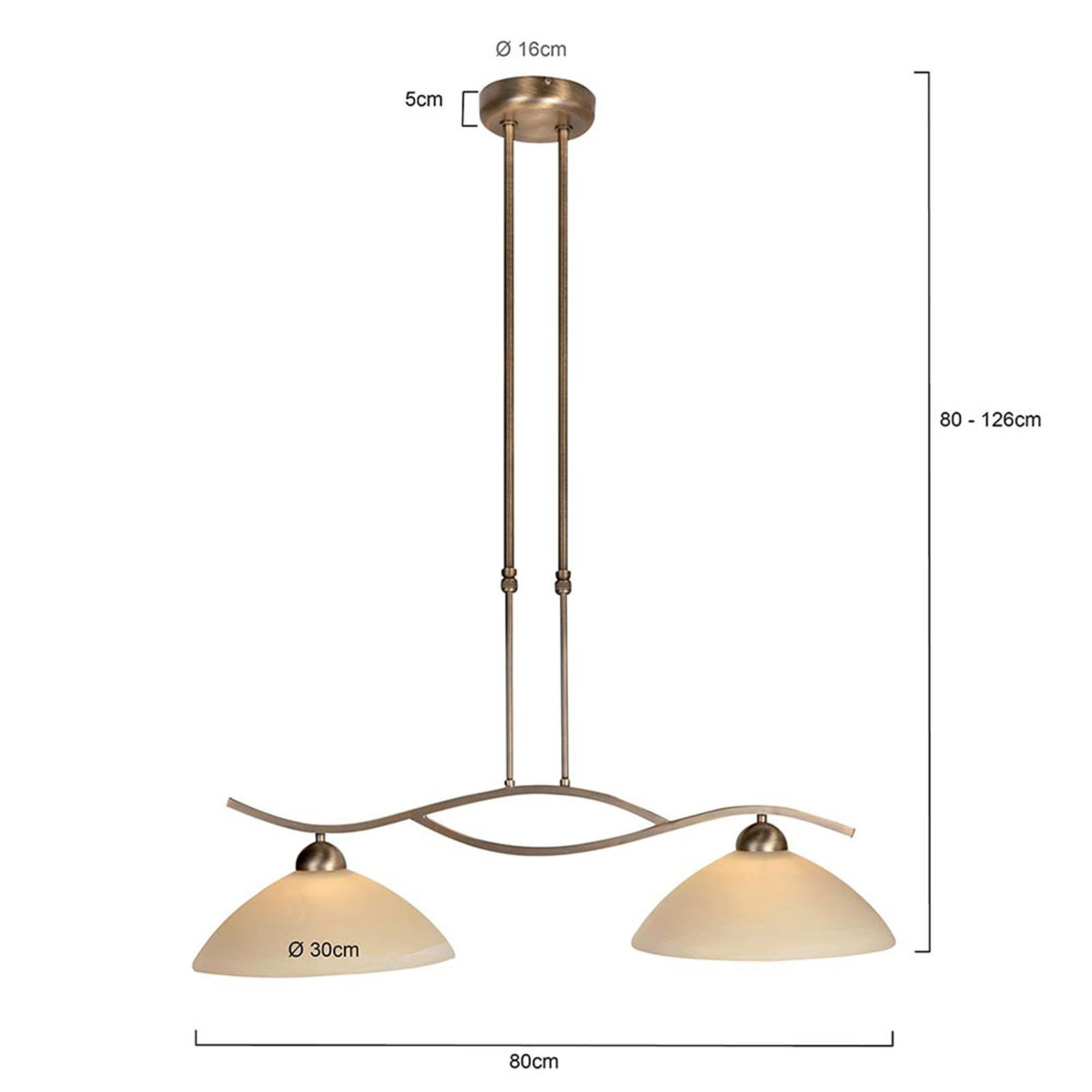 Függő lámpa Capri 2-izzós krém/bronz