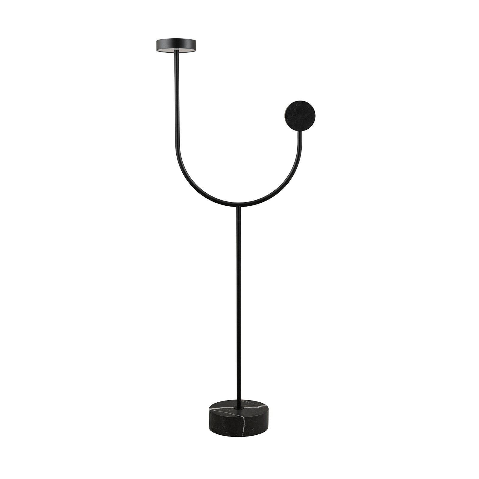 AYTM Lampe sur pied LED Grasil, noir, marbre, hauteur 127 cm