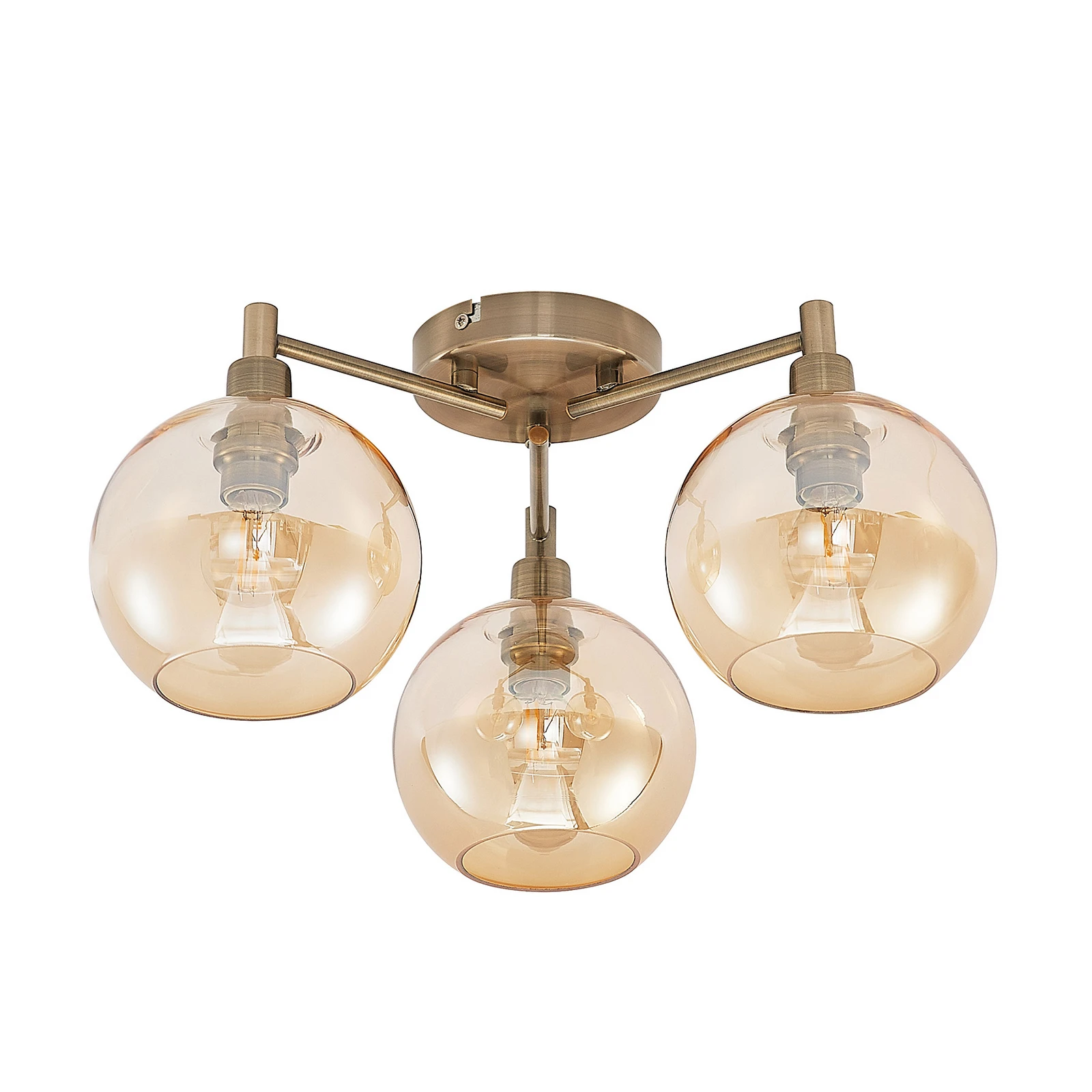 Lindby Jemissa plafonnier, à 3 lampes, ambre