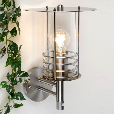 Außenwandlampe Miko, Edelstahl mit Bewegungssensor