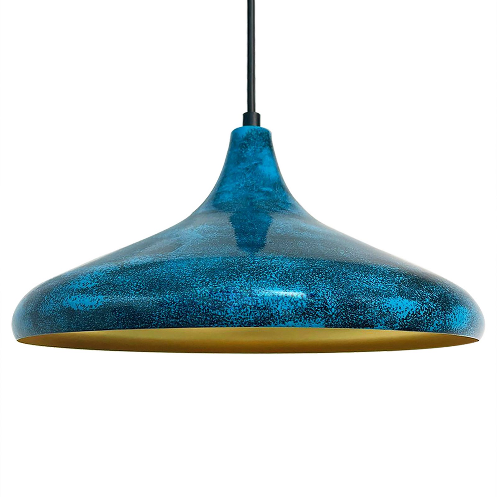 Claus pendant light, blue/gold, Ø 35 cm, metal, E27