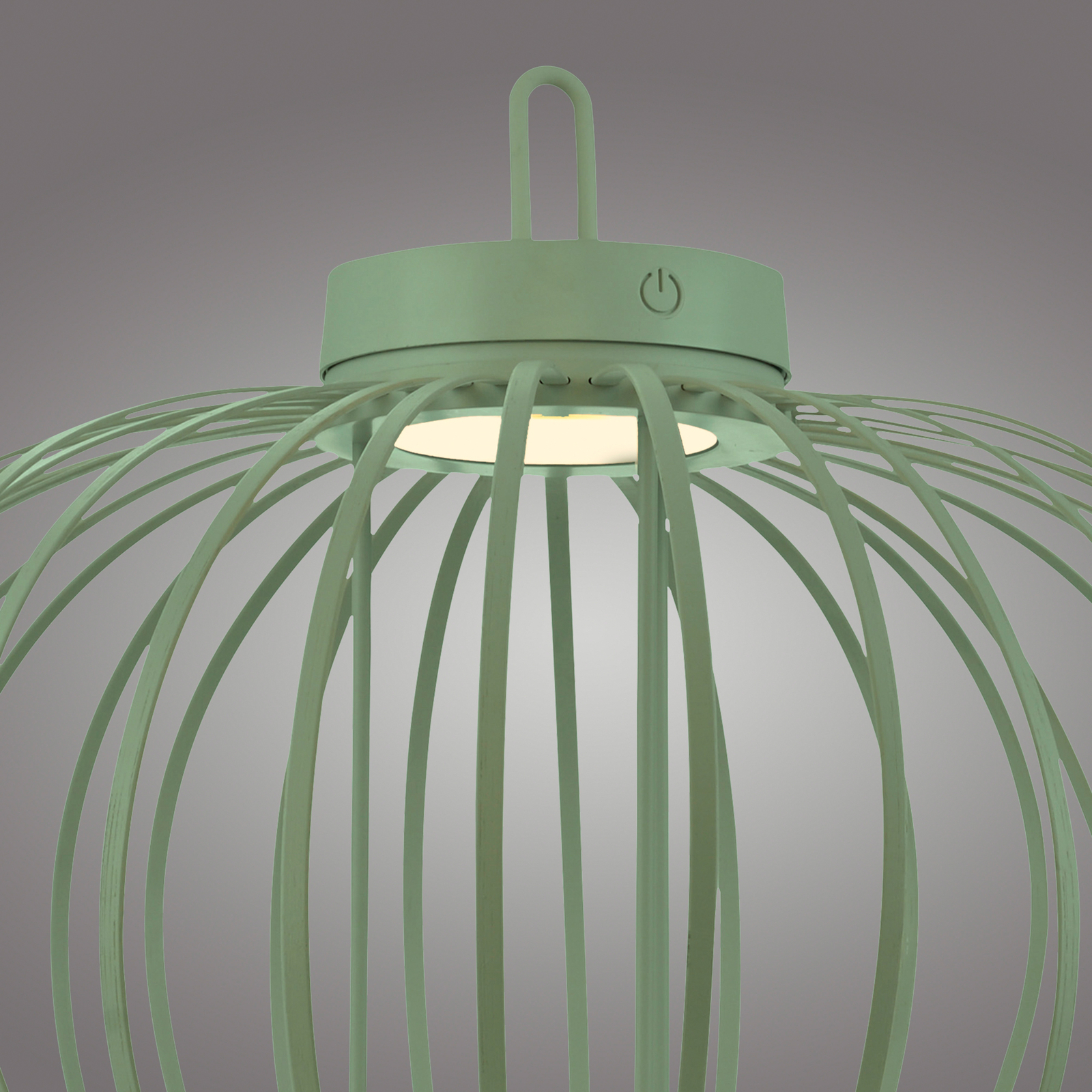JUST LIGHT. Namizna svetilka Akuba LED za polnjenje, zelena, 37 cm, bambus