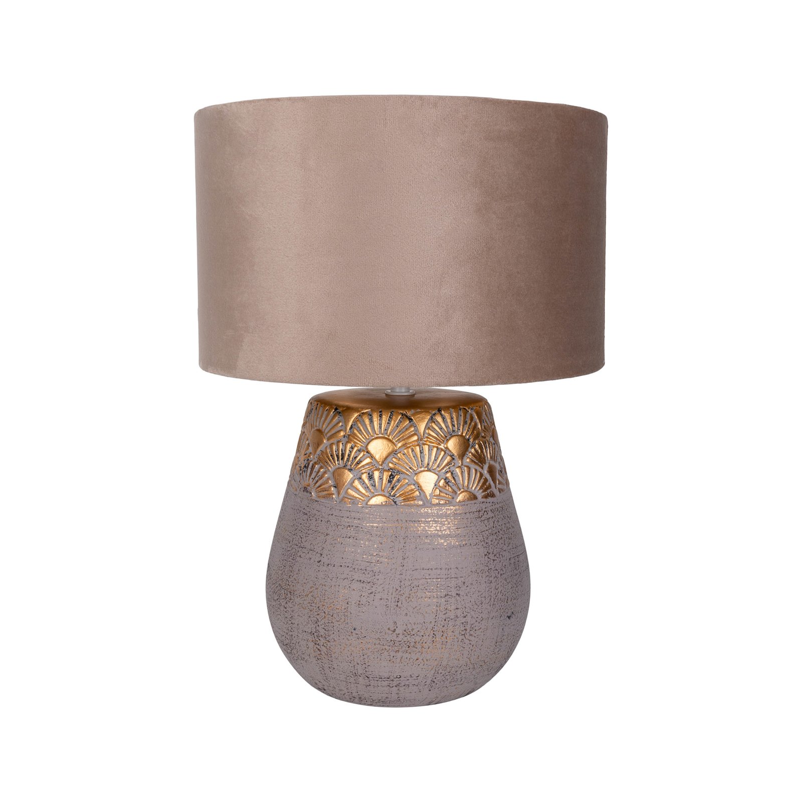 Bronco bordlampe, beige, keramikk/kunstlær, høyde 39 cm