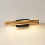 Lucande LED стенна лампа Lieske, 40 cm, дърво, черна