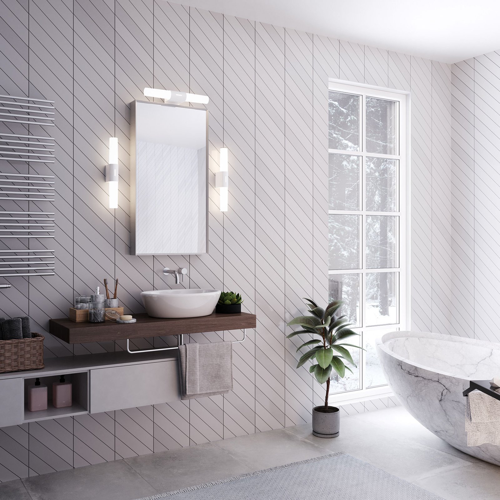 Helva Double Basic Wandleuchte White - Nordlux