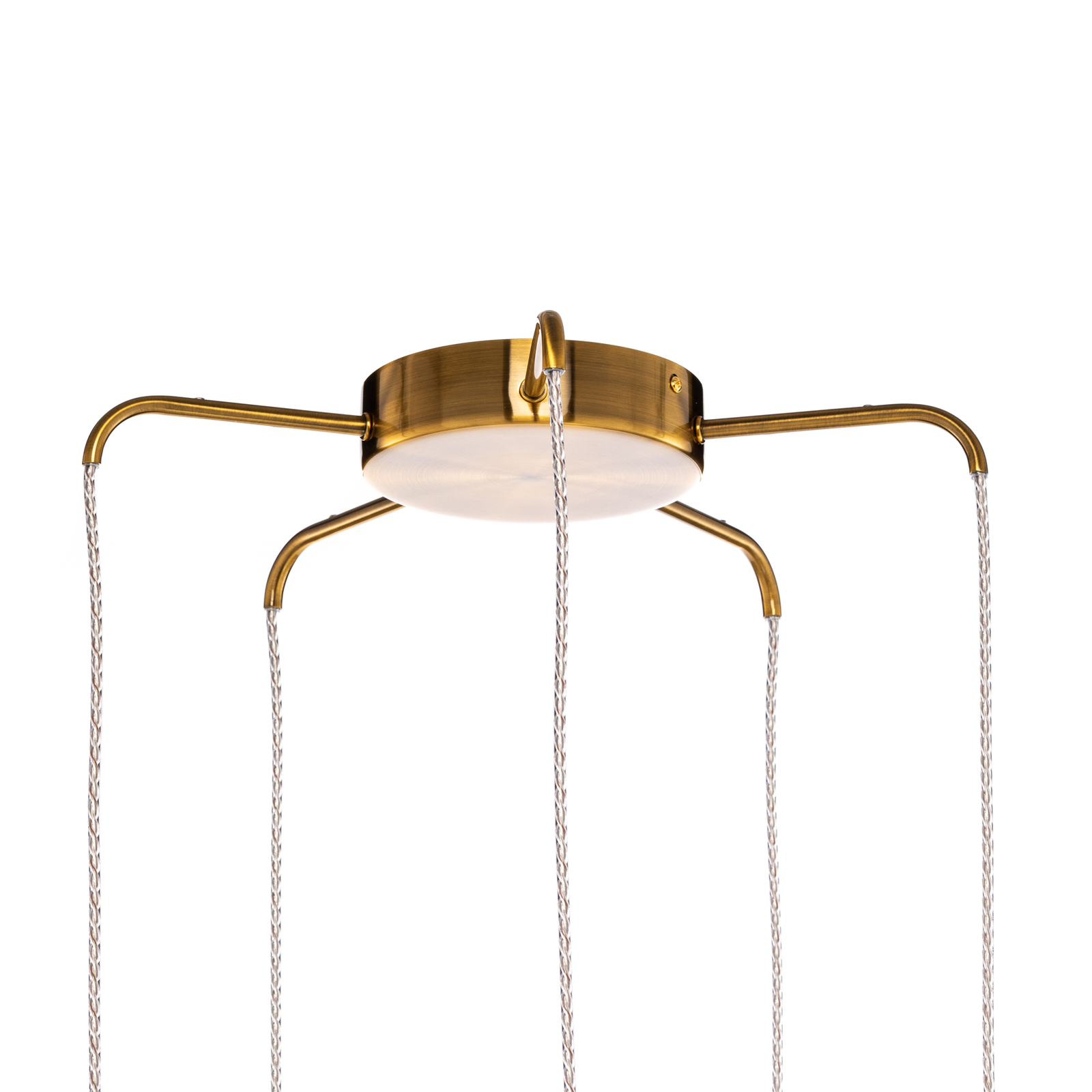 Lucande Freylin pendant light, 5-bulb, amber, glass, 48 cm
