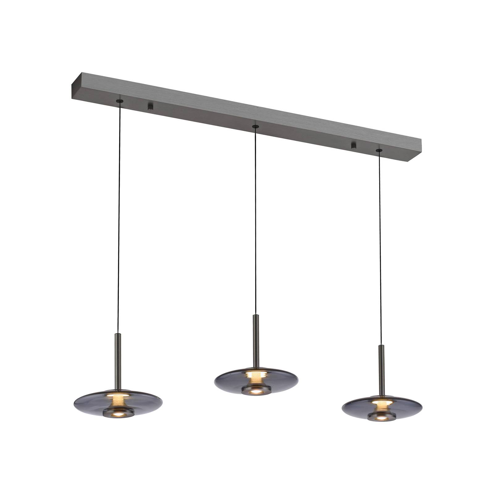 PURE LED-Hängeleuchte Vitrum grau Glas Aluminium 3-flammig
