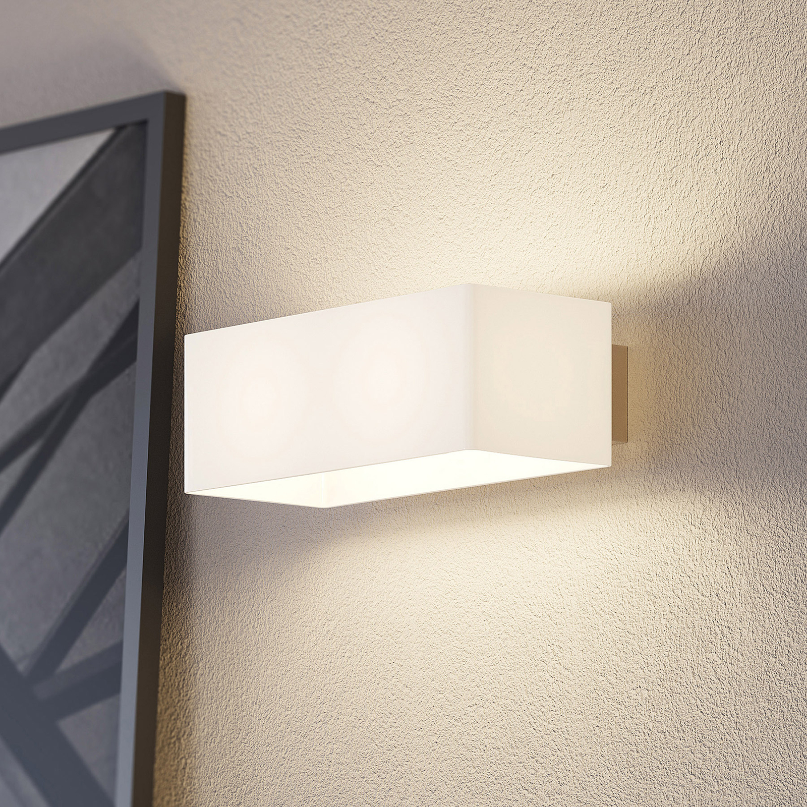 Lucande Inkar wall light, white glass lampshade