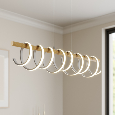 Lucande Milora lámpara colgante LED, roble