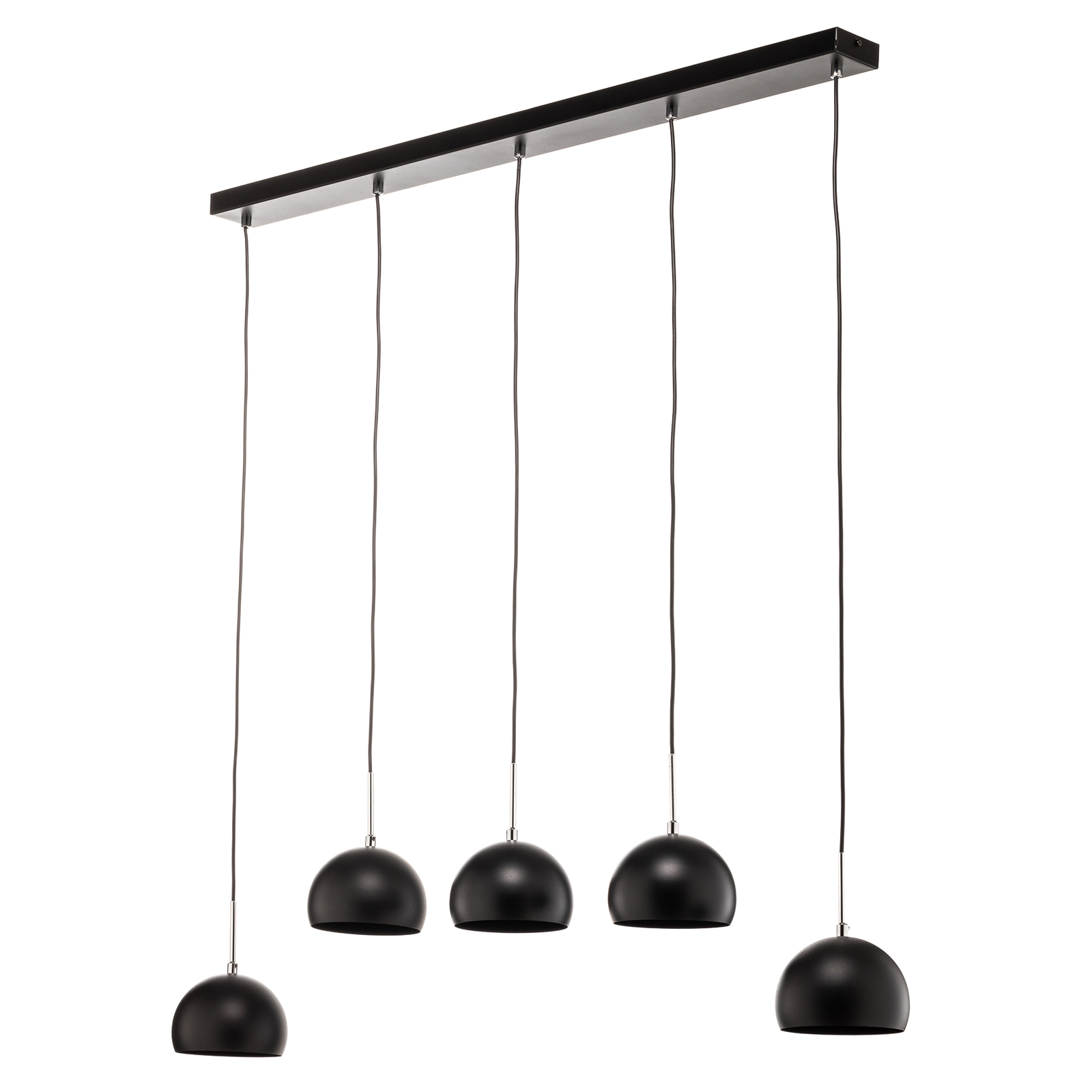 Suspension Cool, à cinq lampes longue, noire