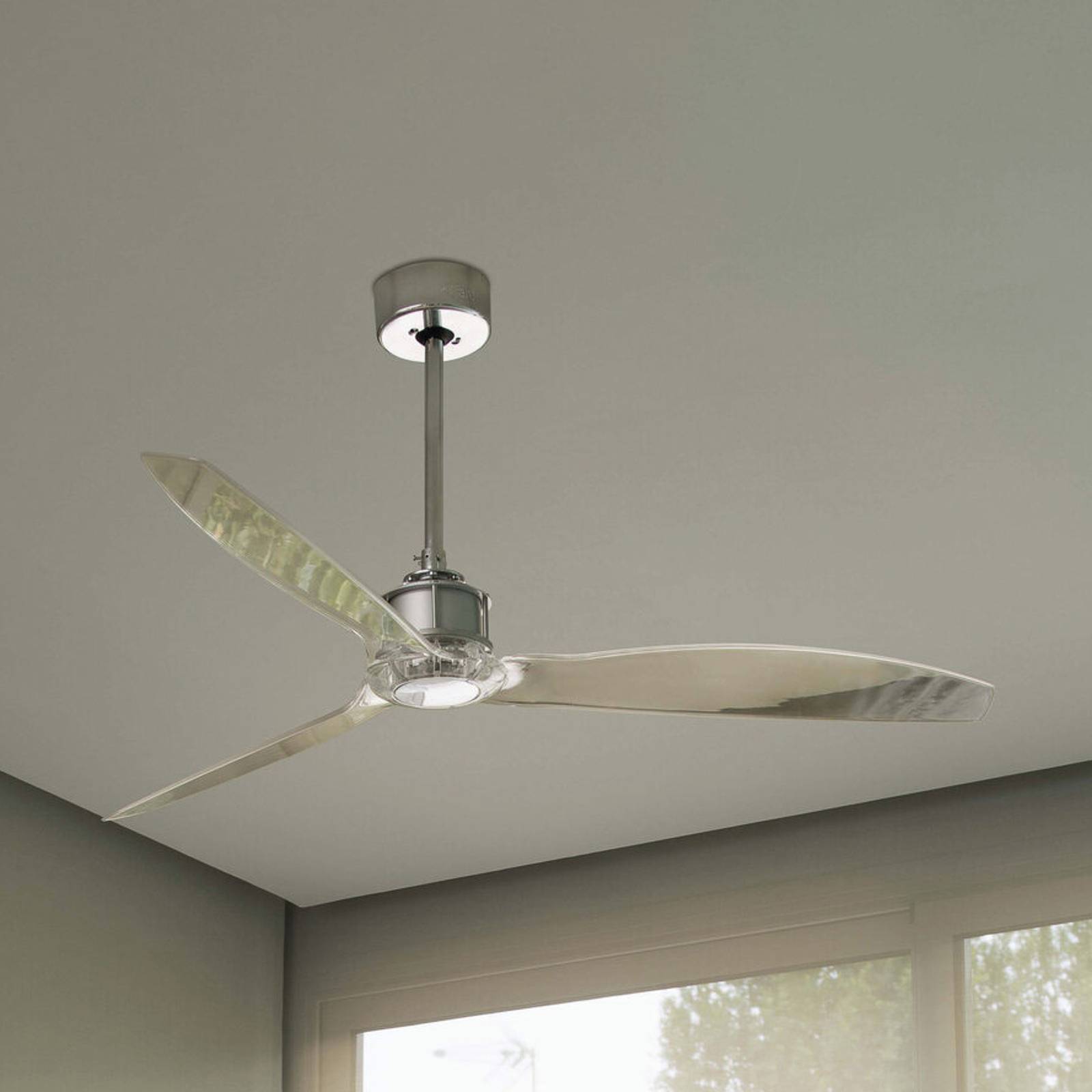 FARO BARCELONA Ventilateur plafond Just Fan M chromé/transparent