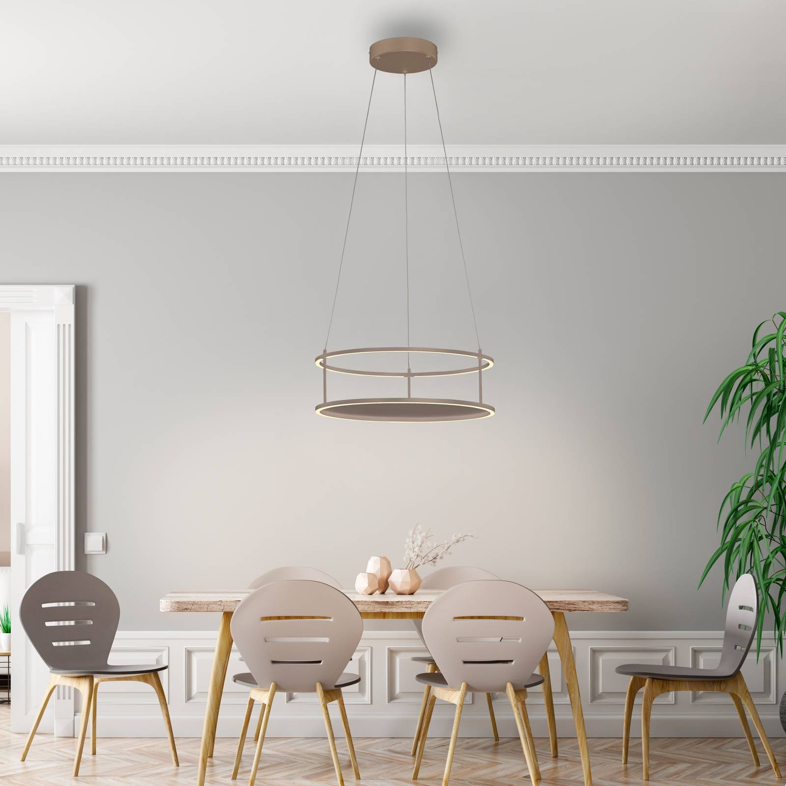 Paul Neuhaus LED-Hängelampe Contura, sandfarben, Ø 50 cm günstig online kaufen
