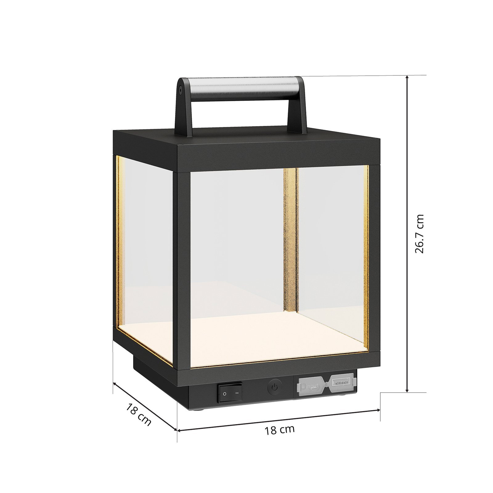 Lucande Lampe de table LED à accu Cube, aluminium, USB, IP54, intensité