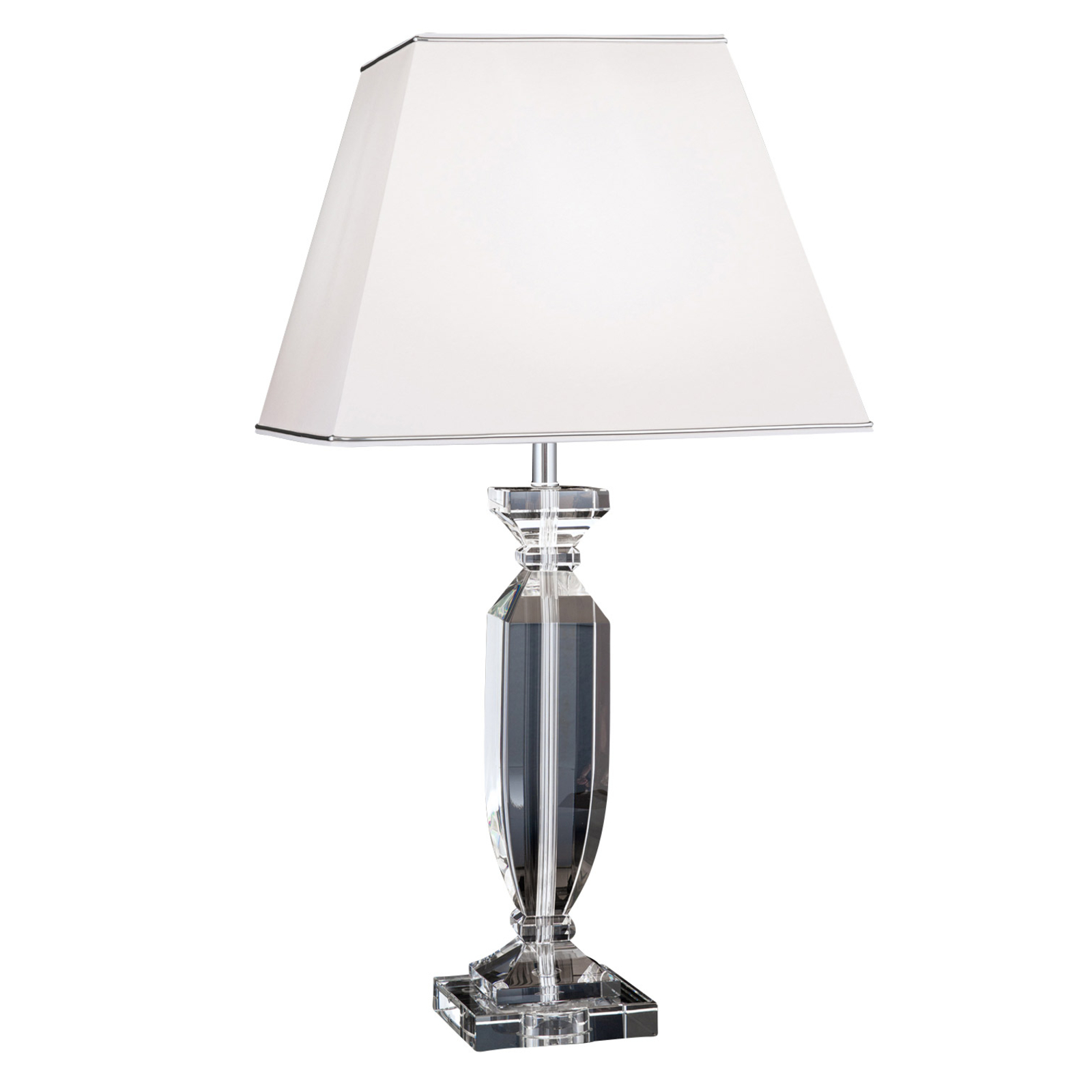 Pokal crystal table lamp, chrome/white