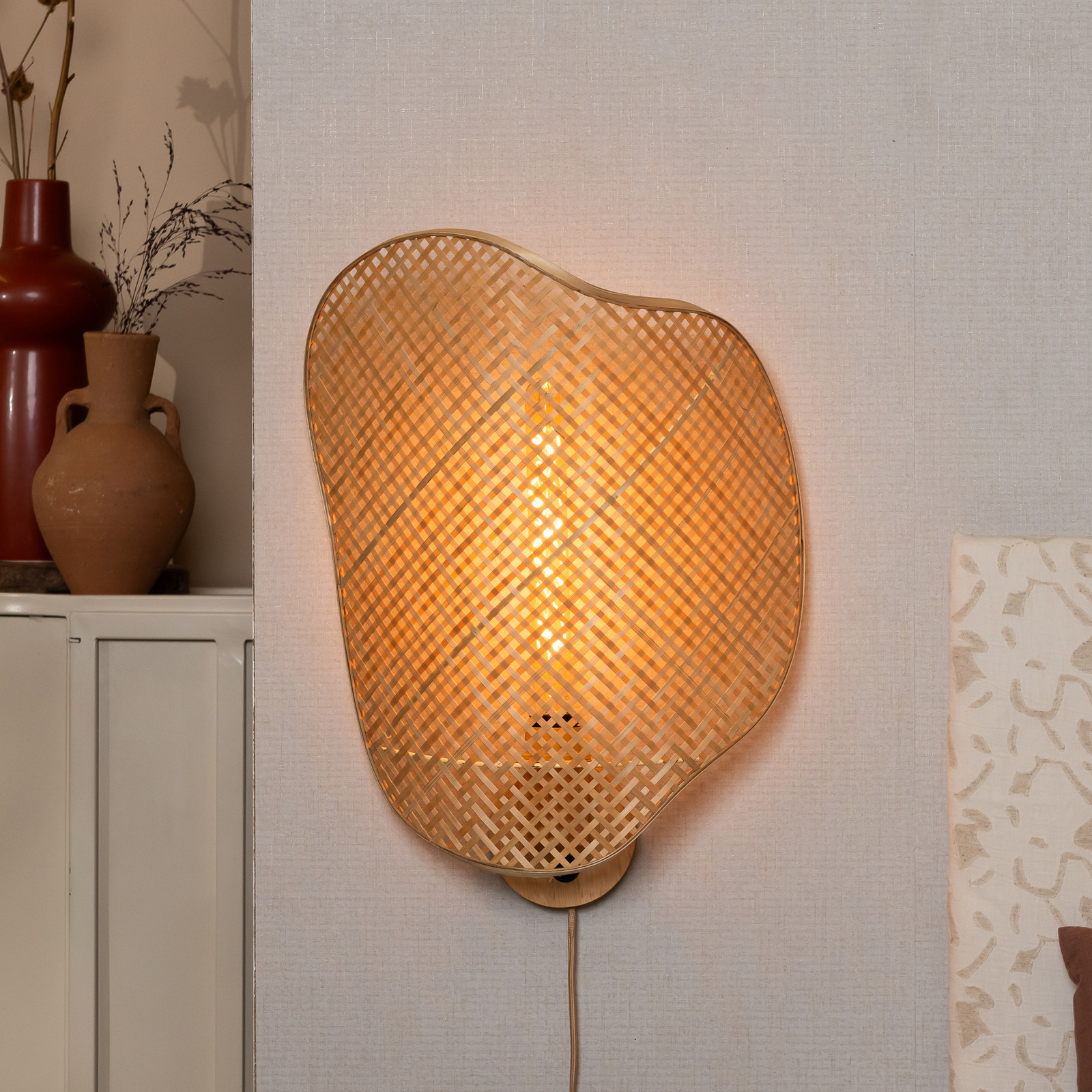GOOD & MOJO Applique murale Kinabalu, naturel, 50 cm, fiche en bambou