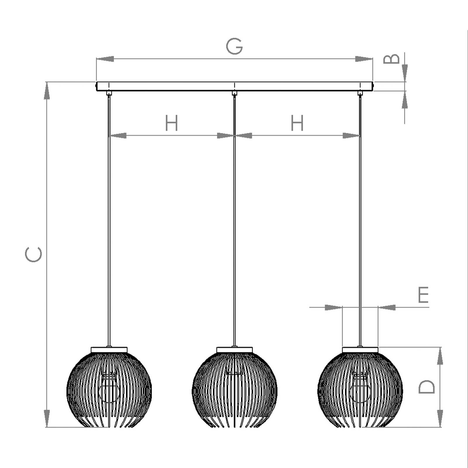 Lampa wisząca Venezuela, czarny/złoty, 3-punktowa