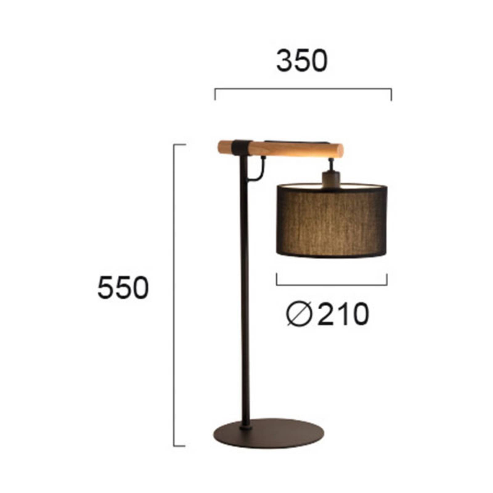 Lampa stołowa Romeo z kloszem tekstylnym czarna