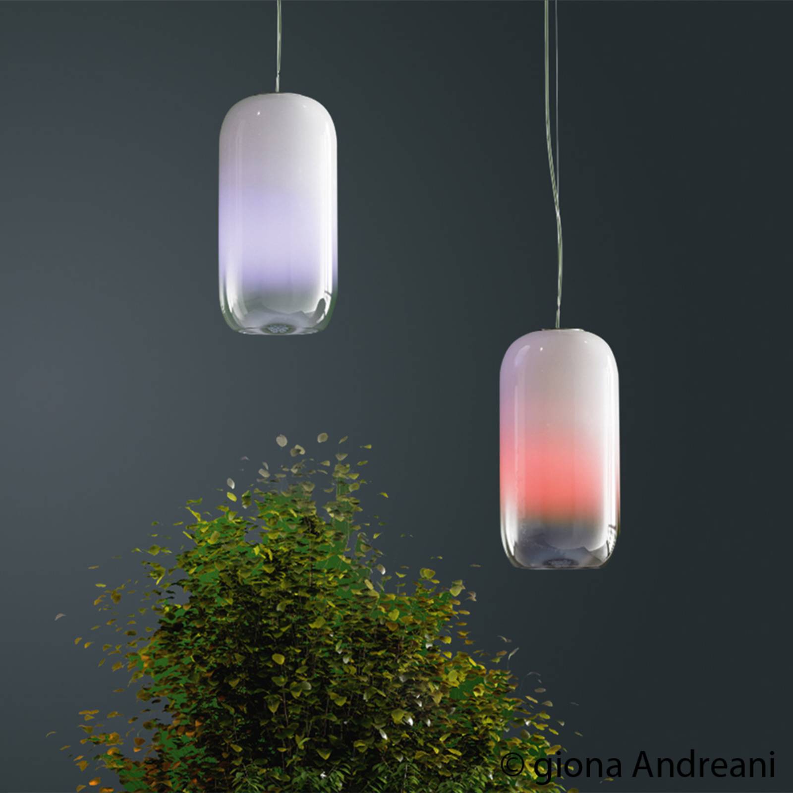 Artemide Gople lampa wisząca, oświetlenie LED RWB